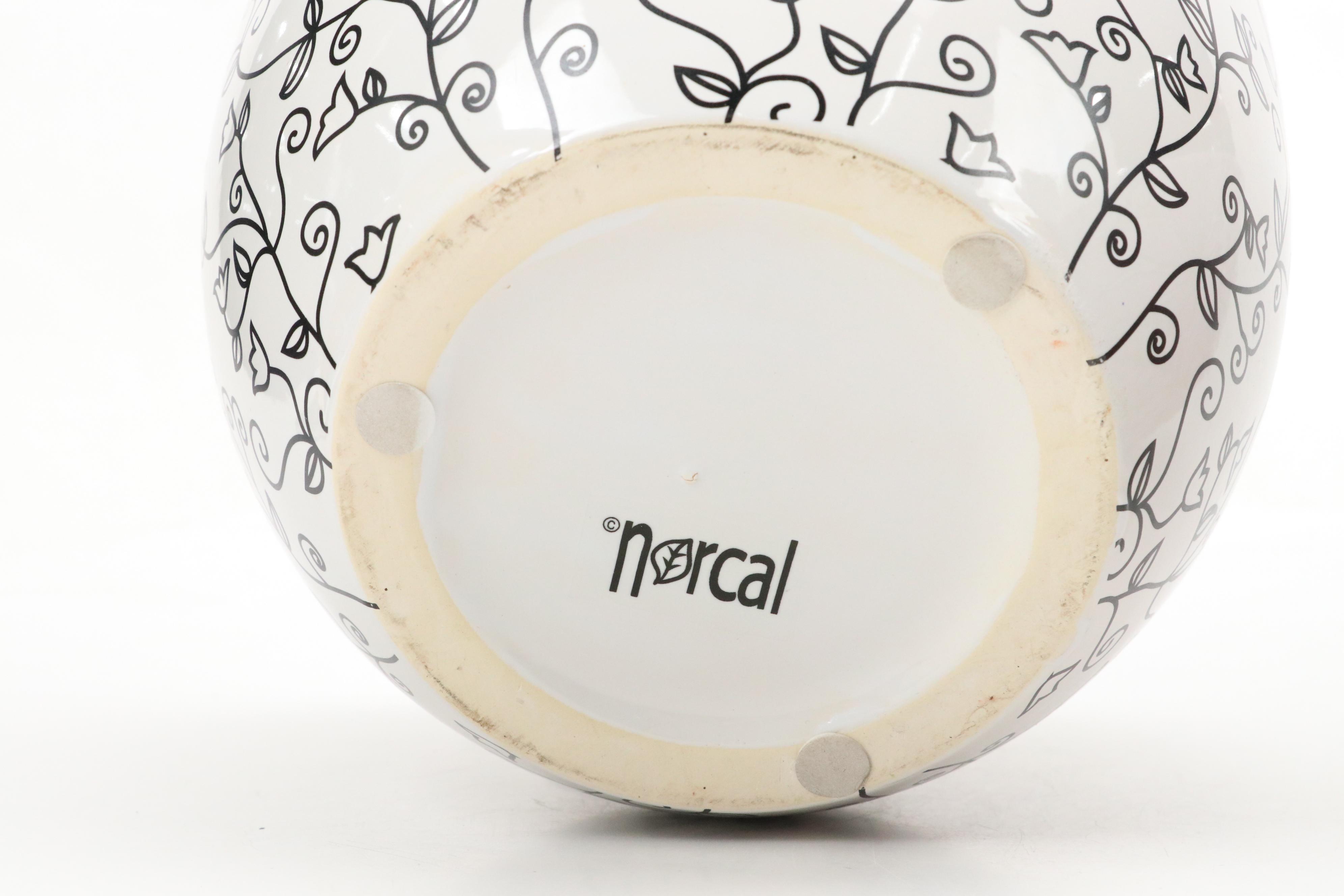 Norcal Ceramic Planter with Chinese Porcelain Bowl and Glass Ornaments