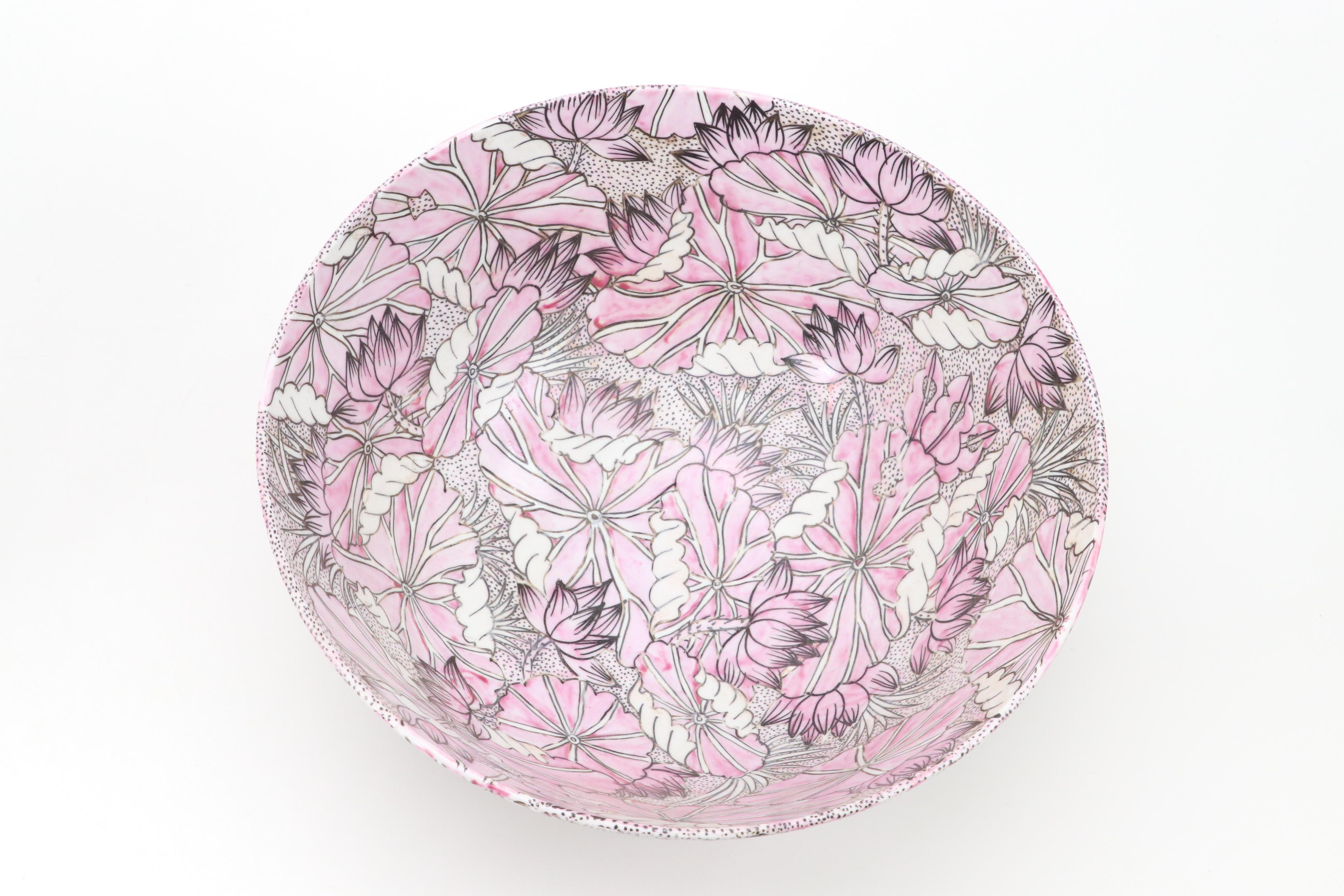 Norcal Ceramic Planter with Chinese Porcelain Bowl and Glass Ornaments