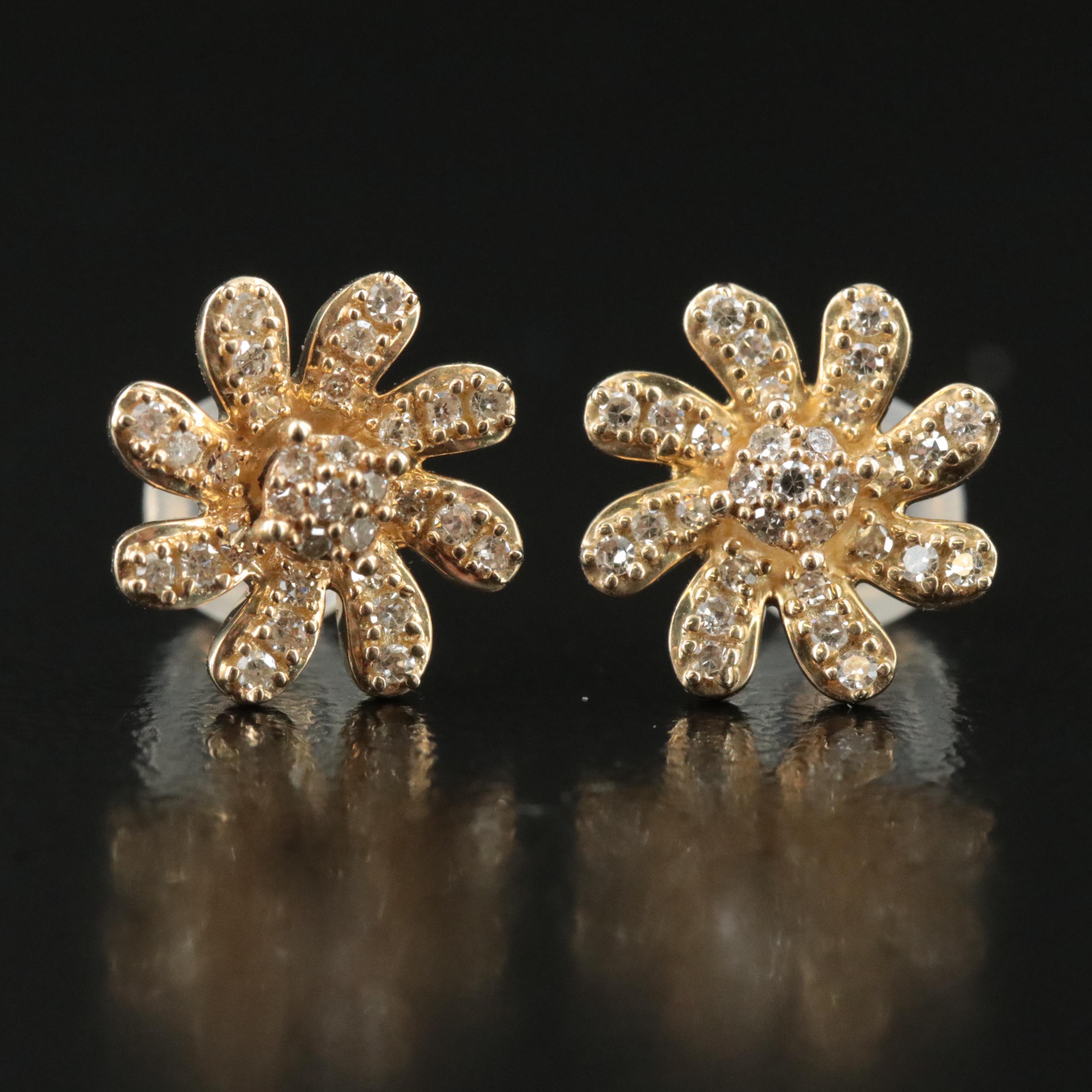 10K 0.25 CTW Diamond Flower Earrings