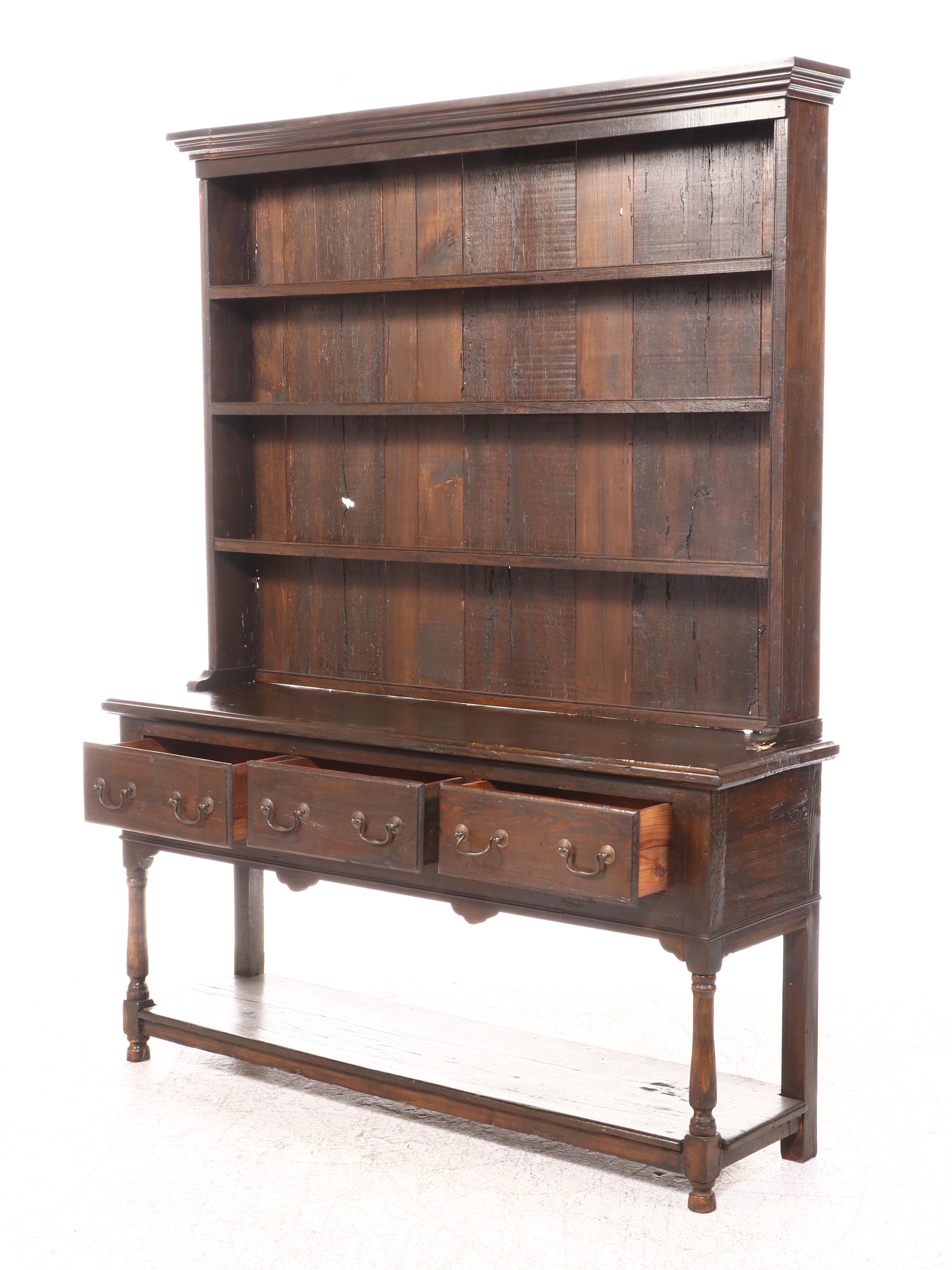 George III Style Oak Kitchen Dresser, Late 20th Century