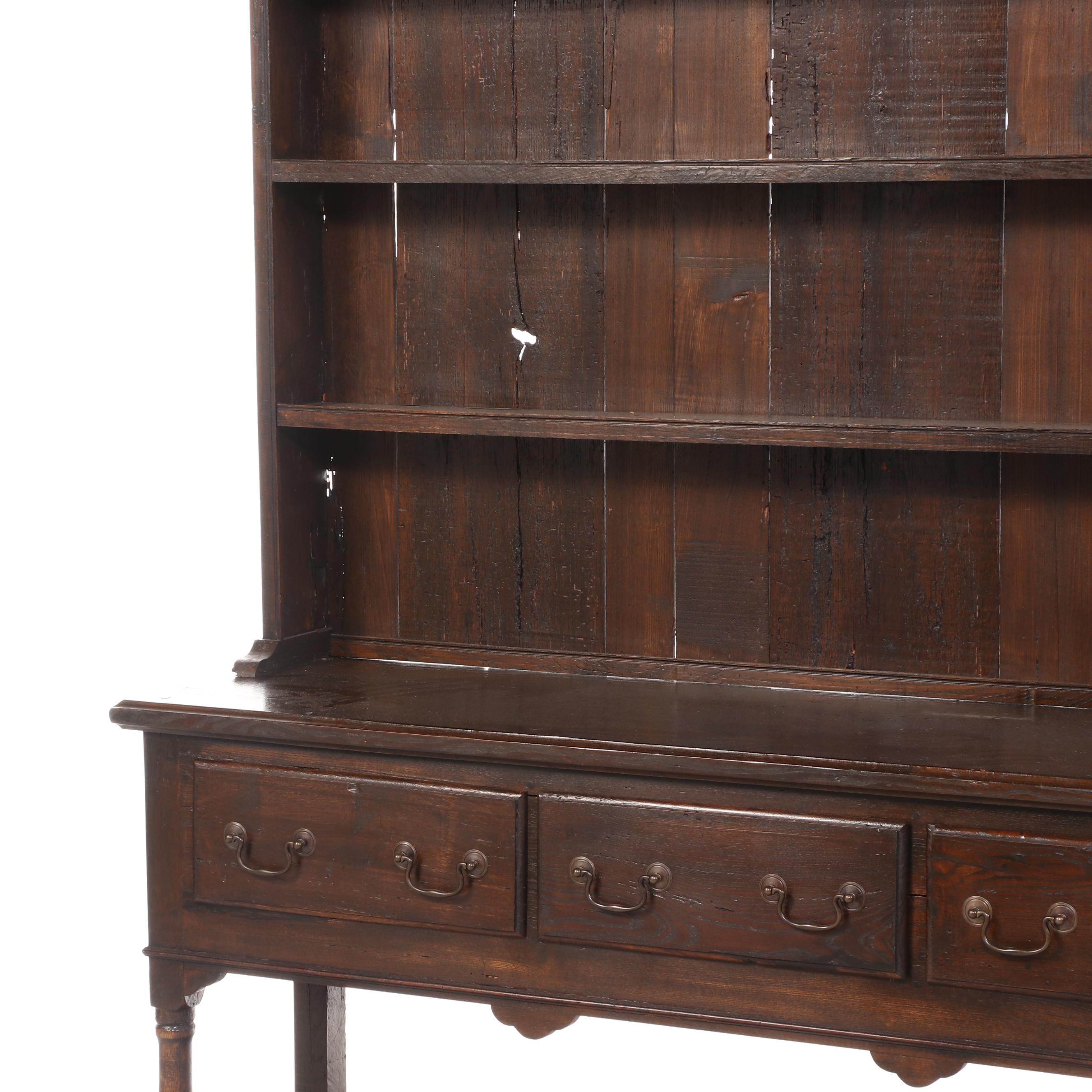 George III Style Oak Kitchen Dresser, Late 20th Century