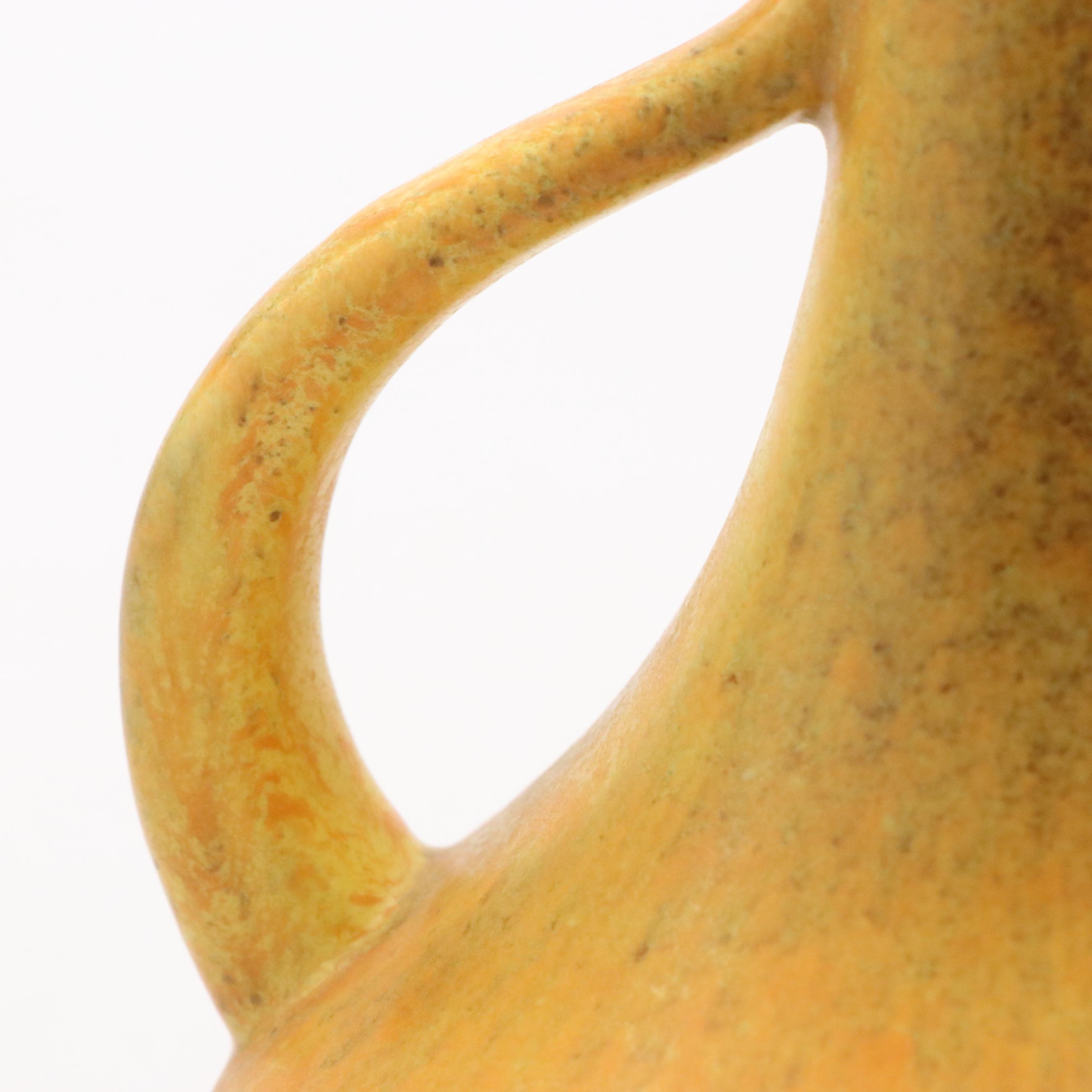 Haeger Lava Glaze Ewer with Other Yellow Hobnail Vase, Mid-20th Century