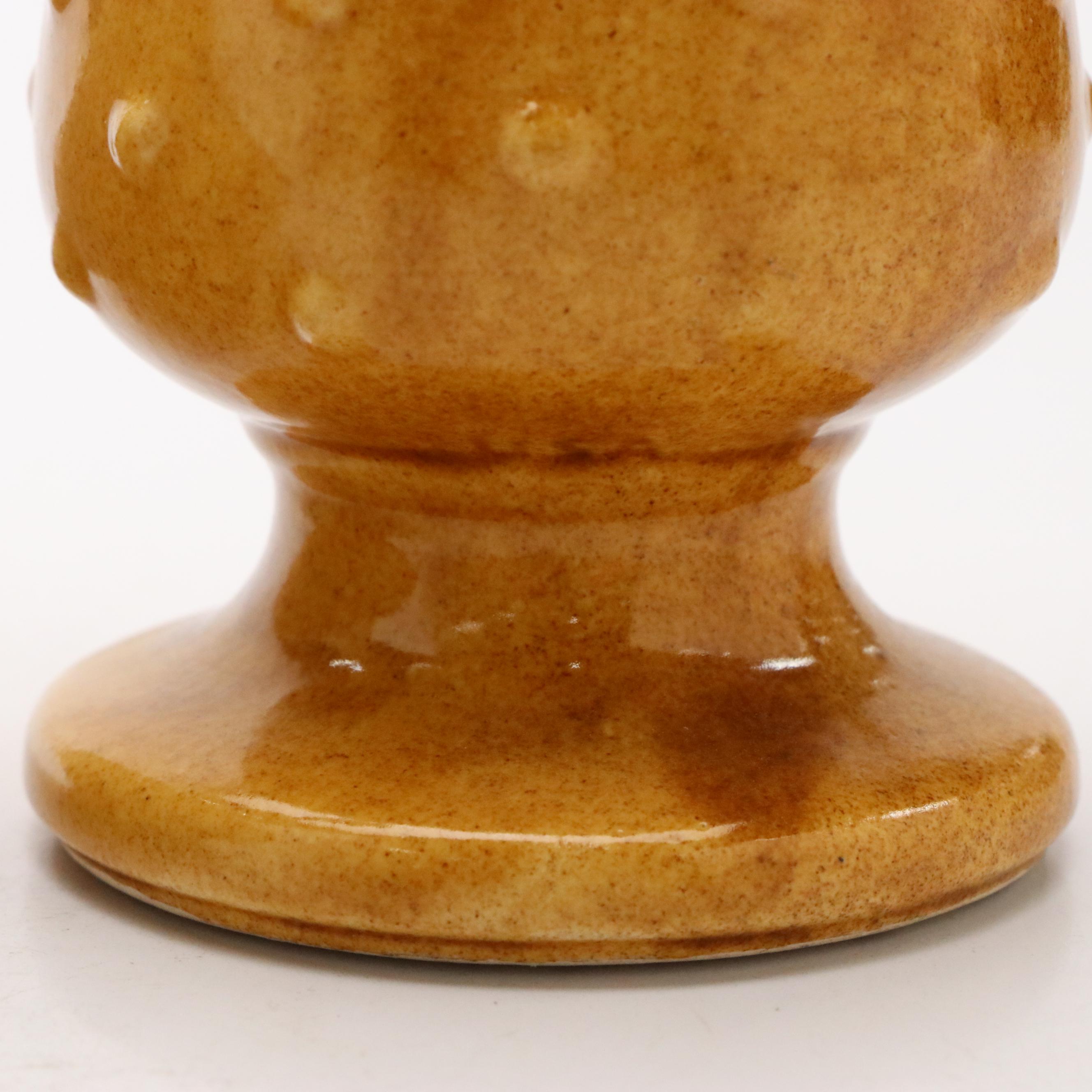 Haeger Lava Glaze Ewer with Other Yellow Hobnail Vase, Mid-20th Century