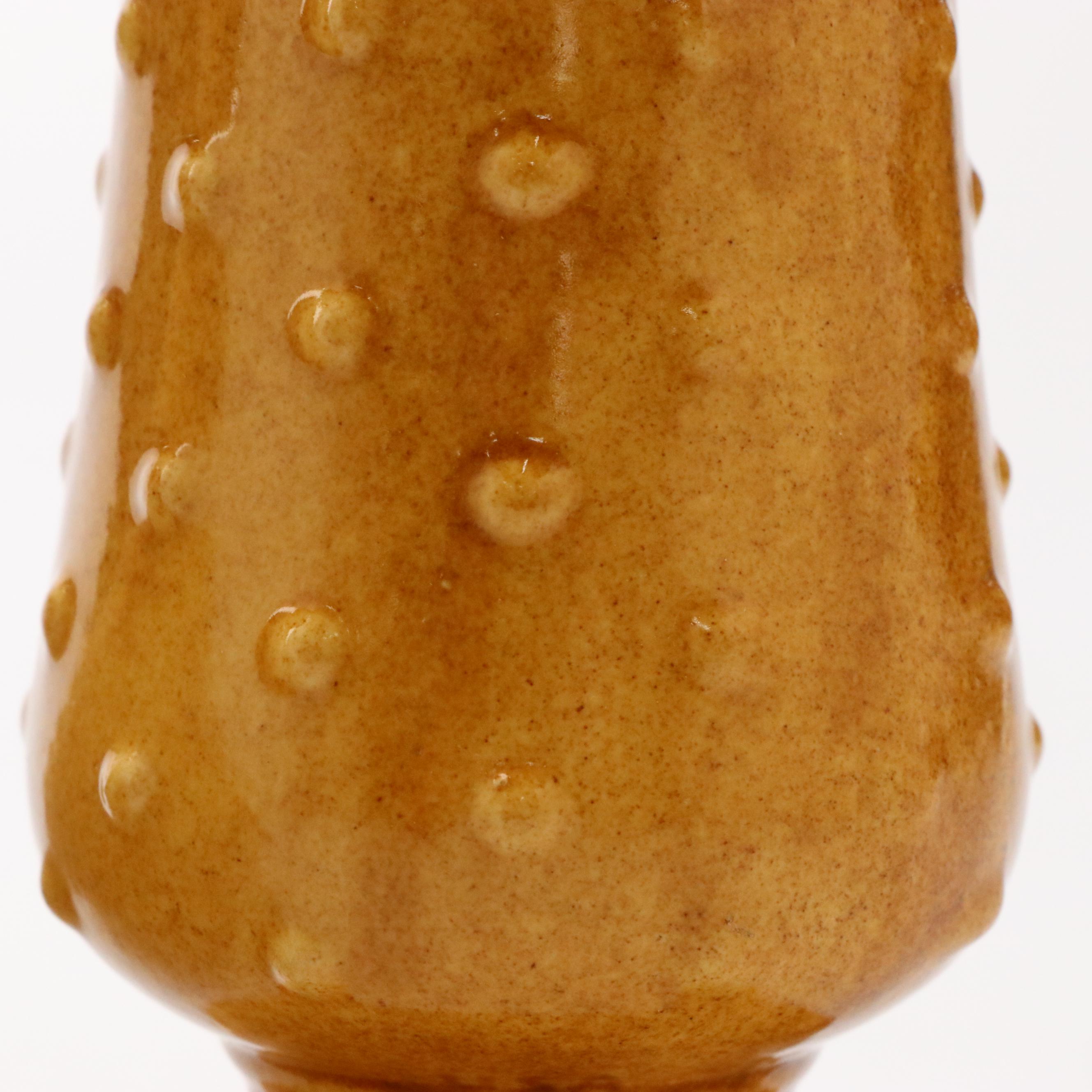 Haeger Lava Glaze Ewer with Other Yellow Hobnail Vase, Mid-20th Century