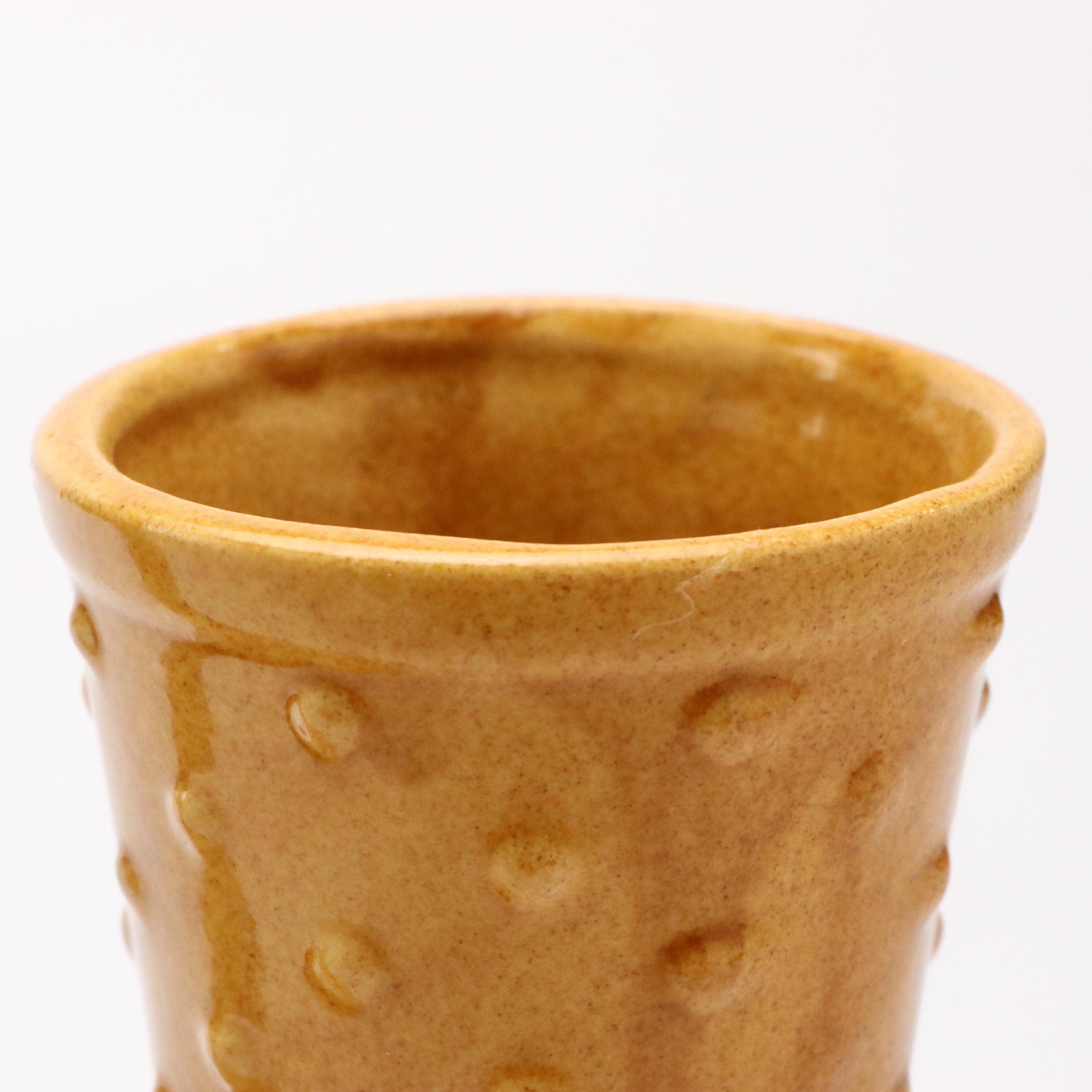 Haeger Lava Glaze Ewer with Other Yellow Hobnail Vase, Mid-20th Century