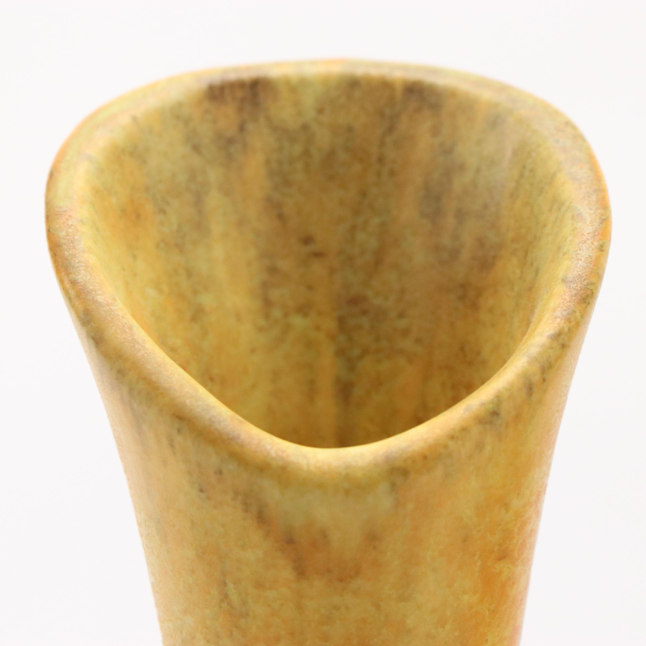 Haeger Lava Glaze Ewer with Other Yellow Hobnail Vase, Mid-20th Century