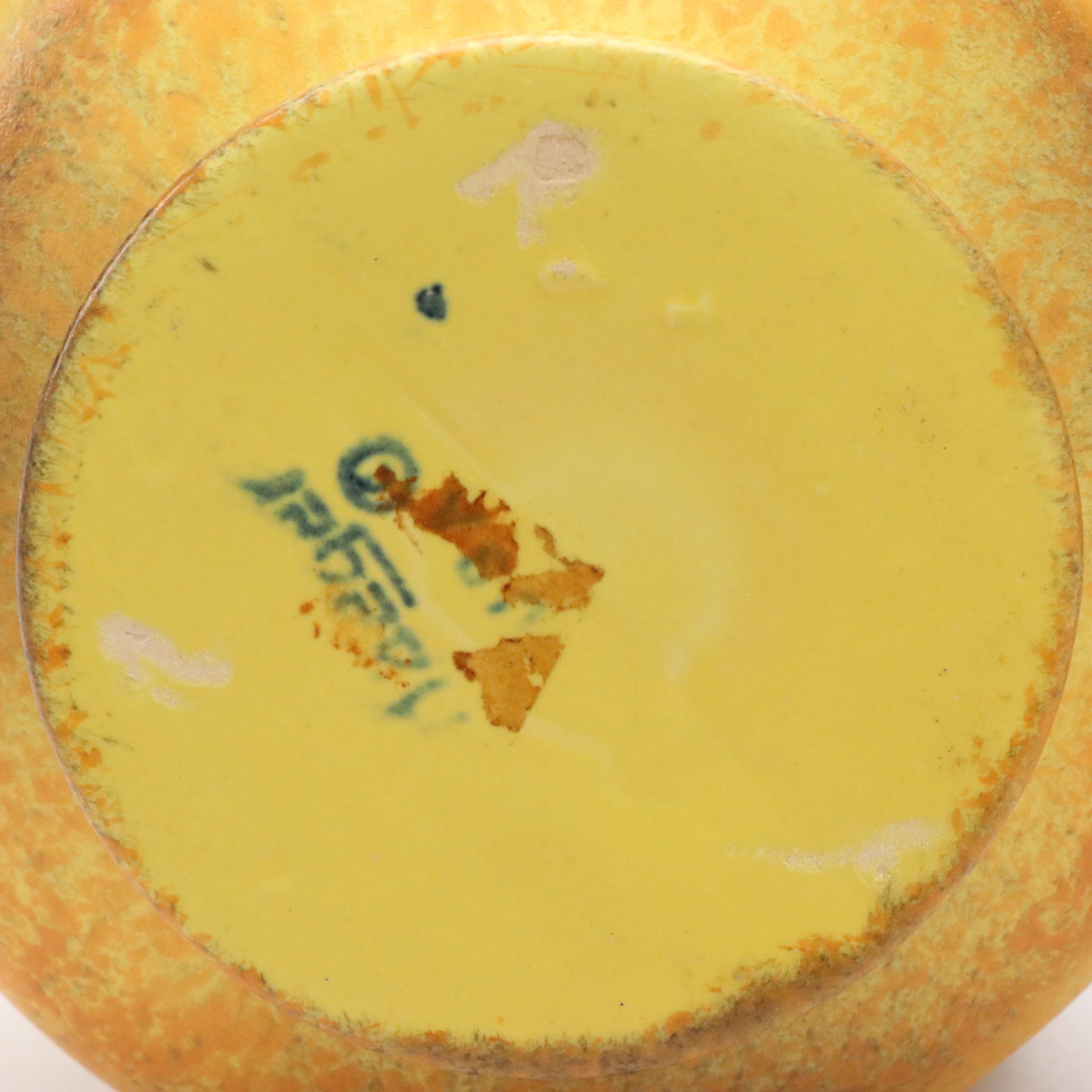 Haeger Lava Glaze Ewer with Other Yellow Hobnail Vase, Mid-20th Century