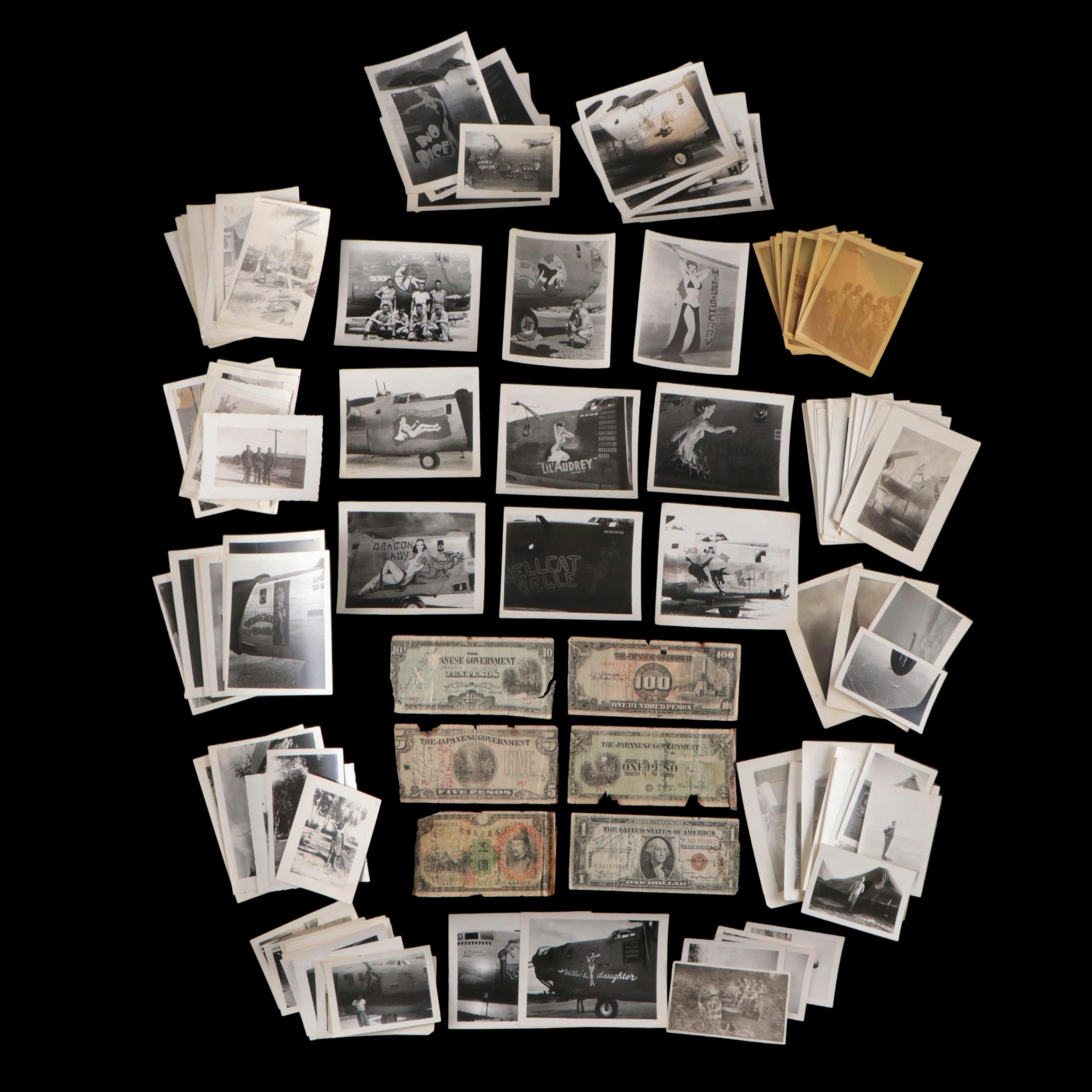 World War II Photos of the 26th Bomber Squadron and Crew Signed Currency