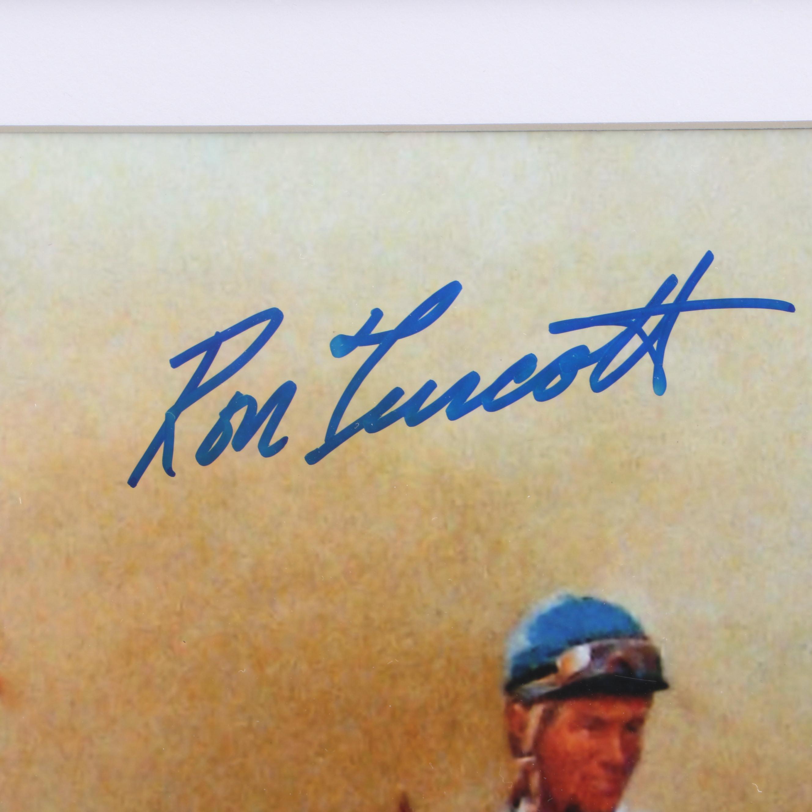 Signed Ron Turcotte Riding Secretariat Print in Matted Frame, PSA/DNA