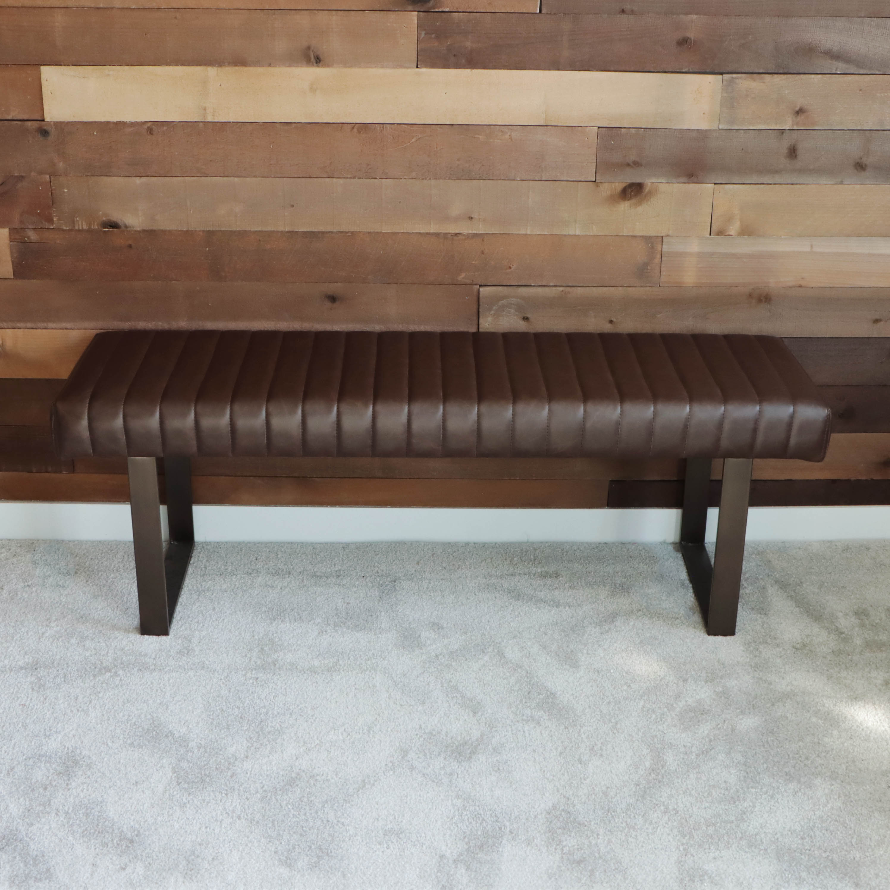 Crestview Collection "Rutledge" Brown Vinyl Channel Bench