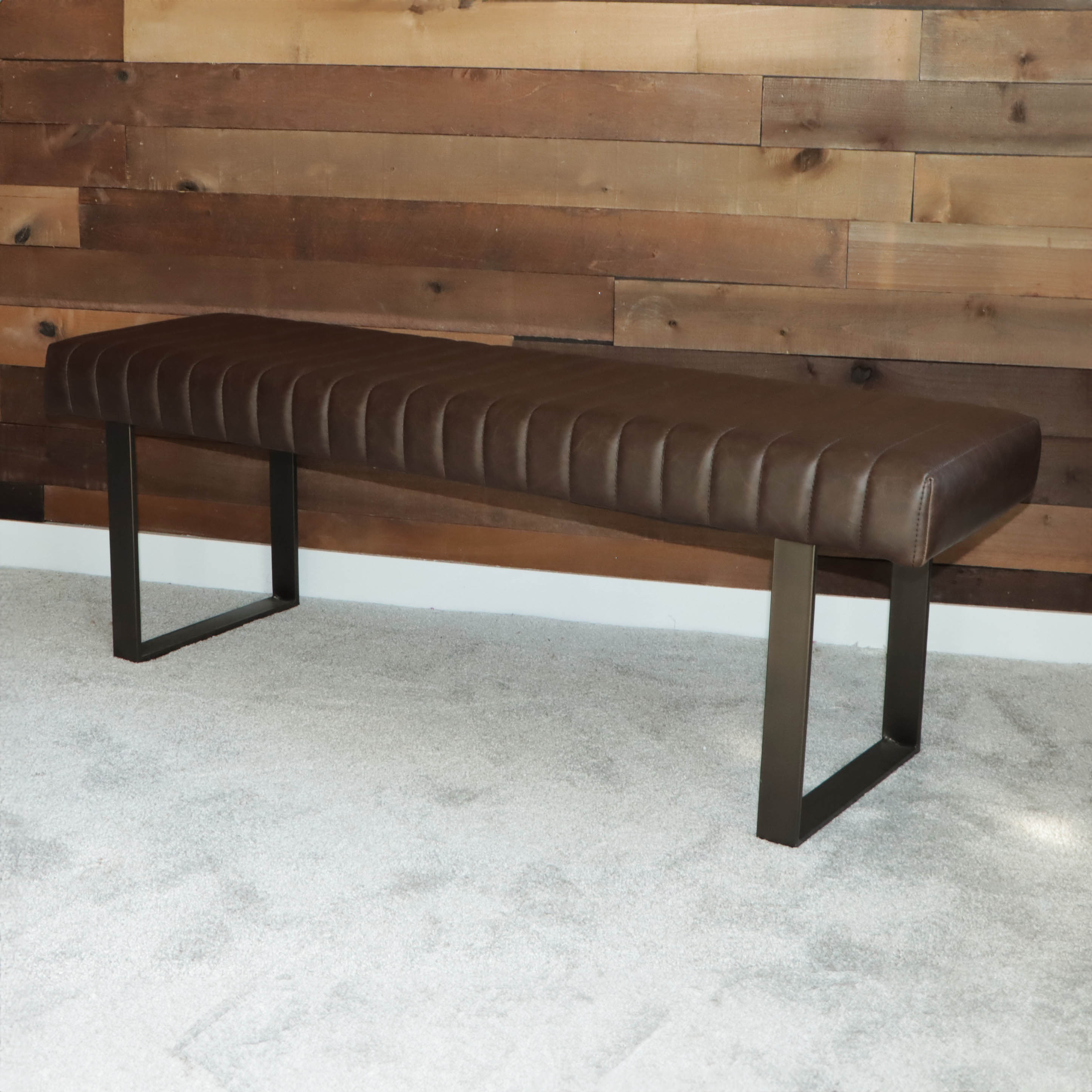 Crestview Collection "Rutledge" Brown Vinyl Channel Bench