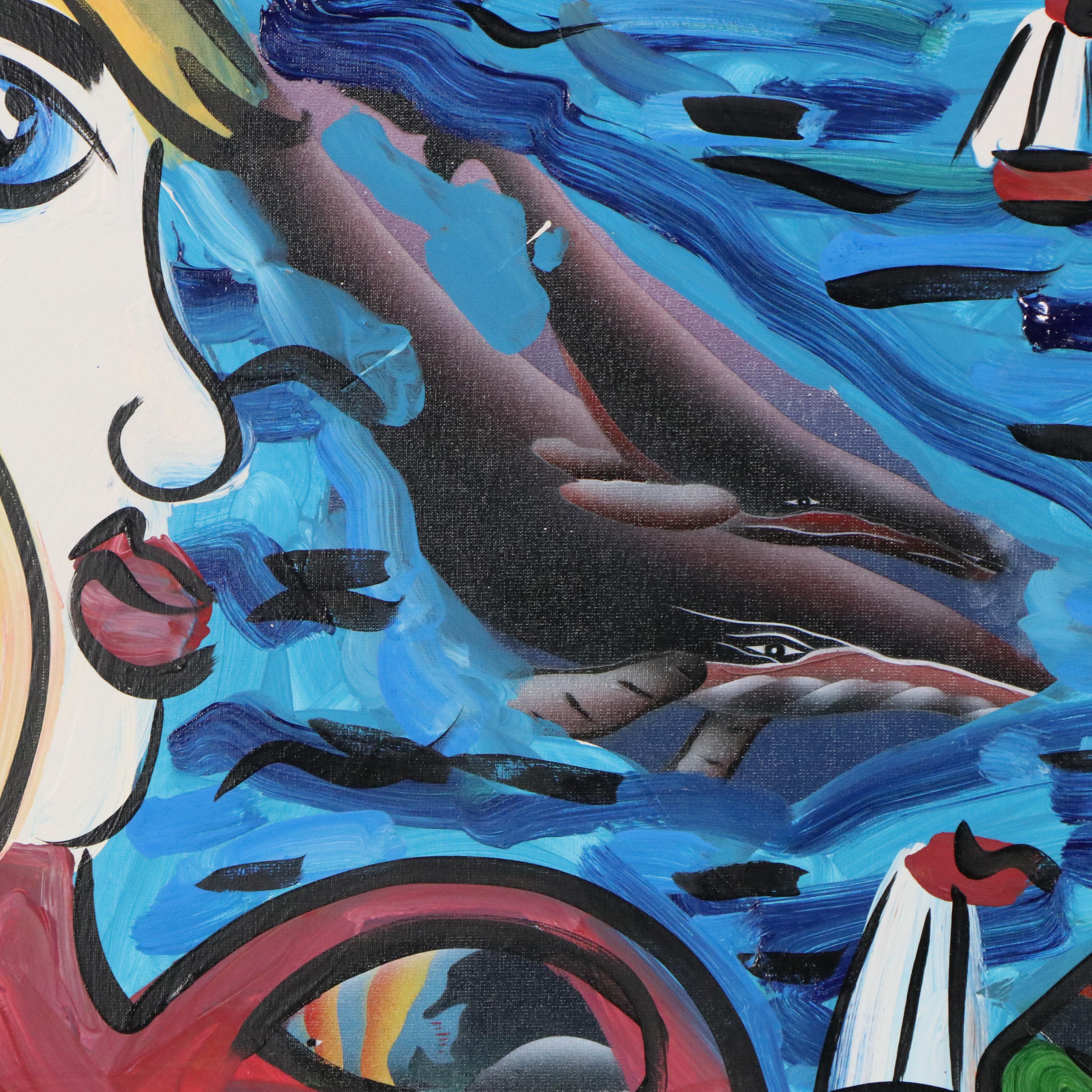 Peter Keil "Wannasee" Acrylic Painting Over Underwater Airbrush Painting