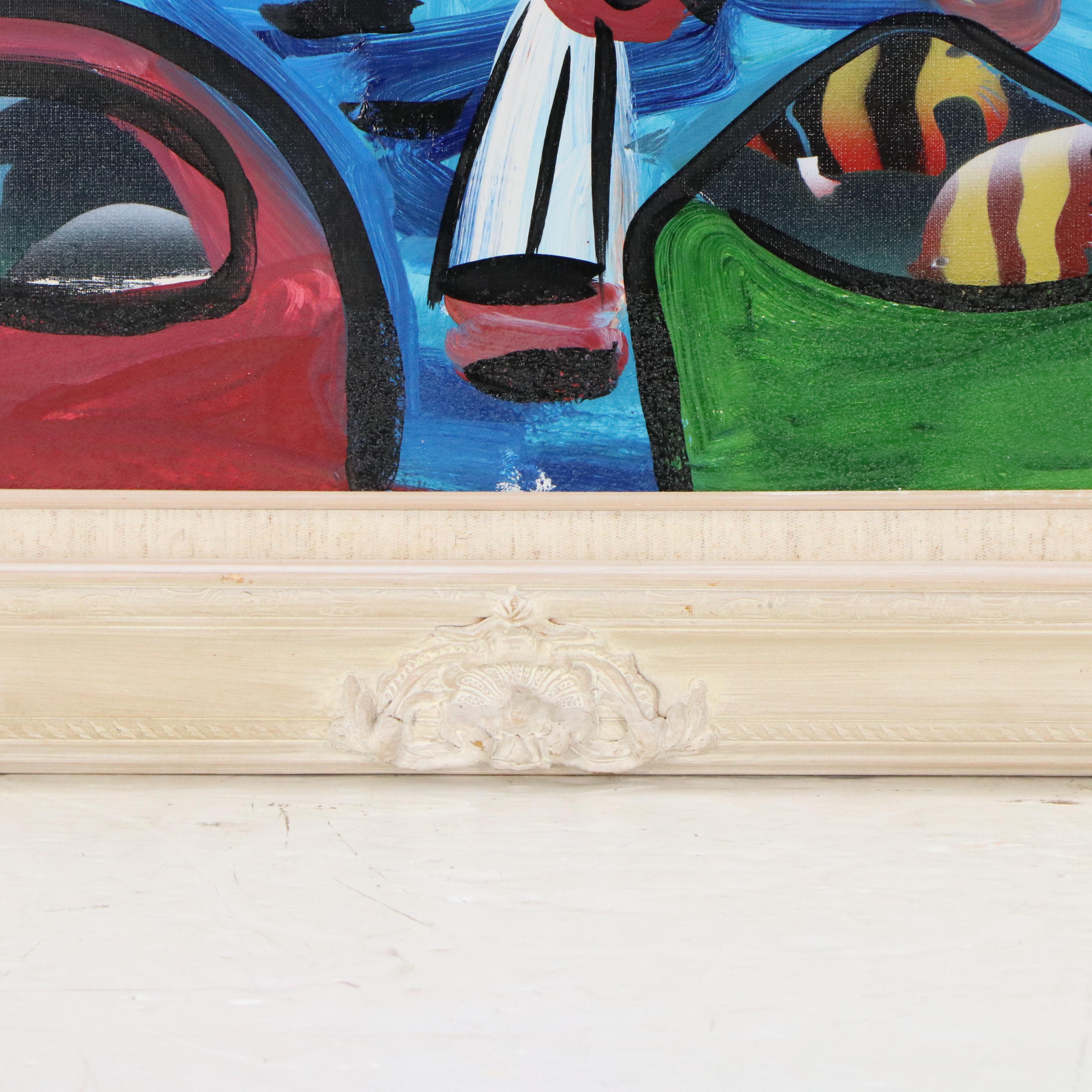 Peter Keil "Wannasee" Acrylic Painting Over Underwater Airbrush Painting