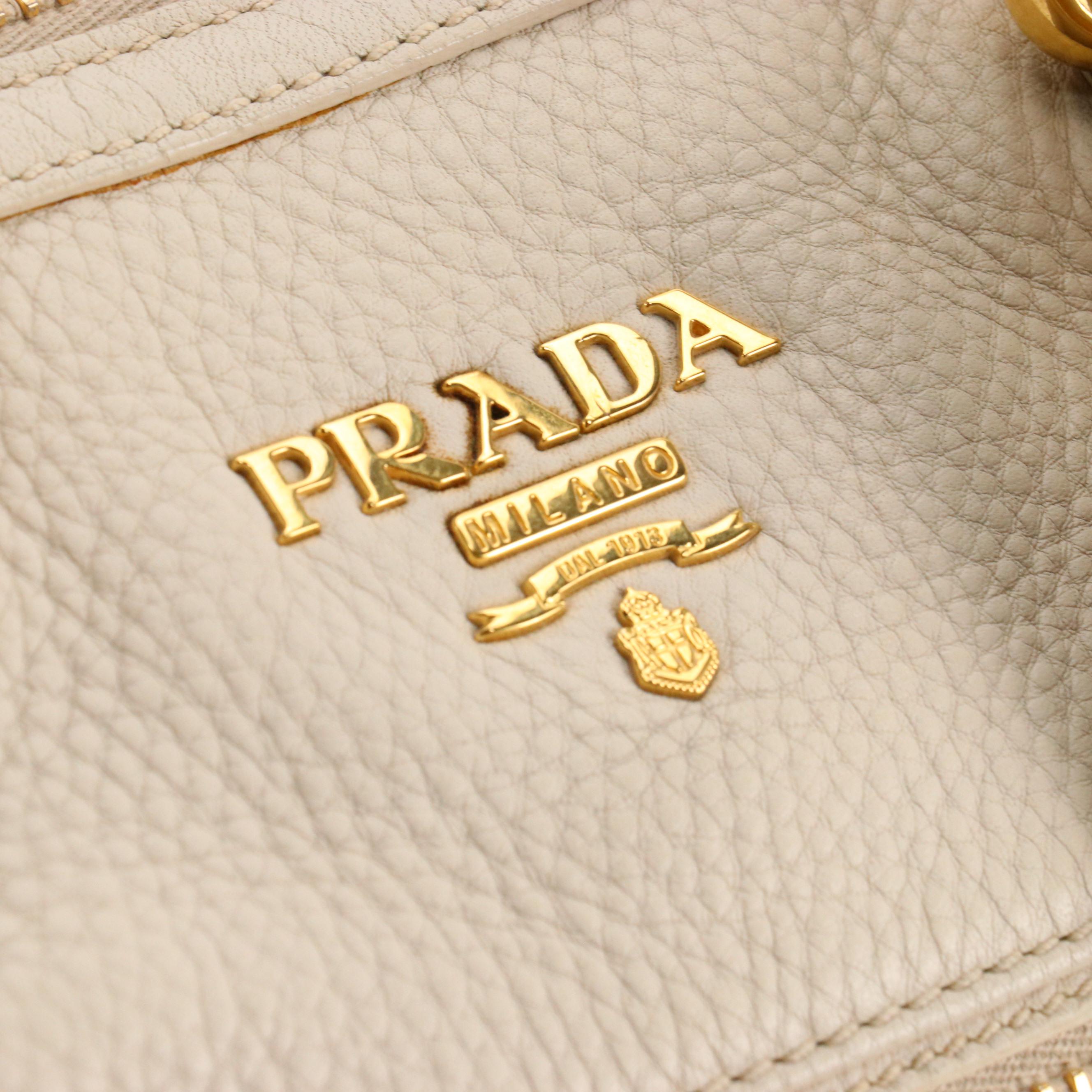Prada 2Way Top Handle Bag in Ivory Vitello Daino Leather