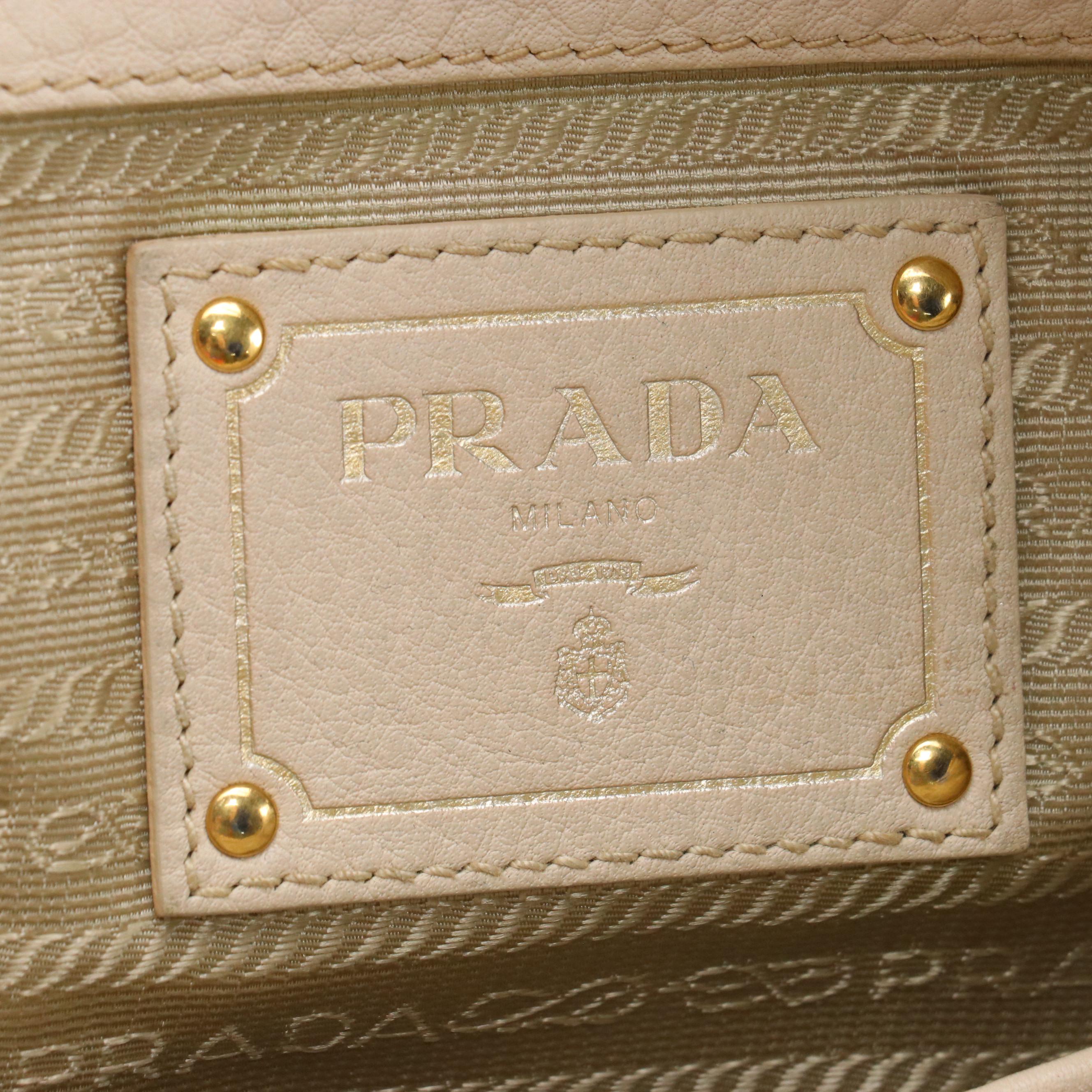 Prada 2Way Top Handle Bag in Ivory Vitello Daino Leather