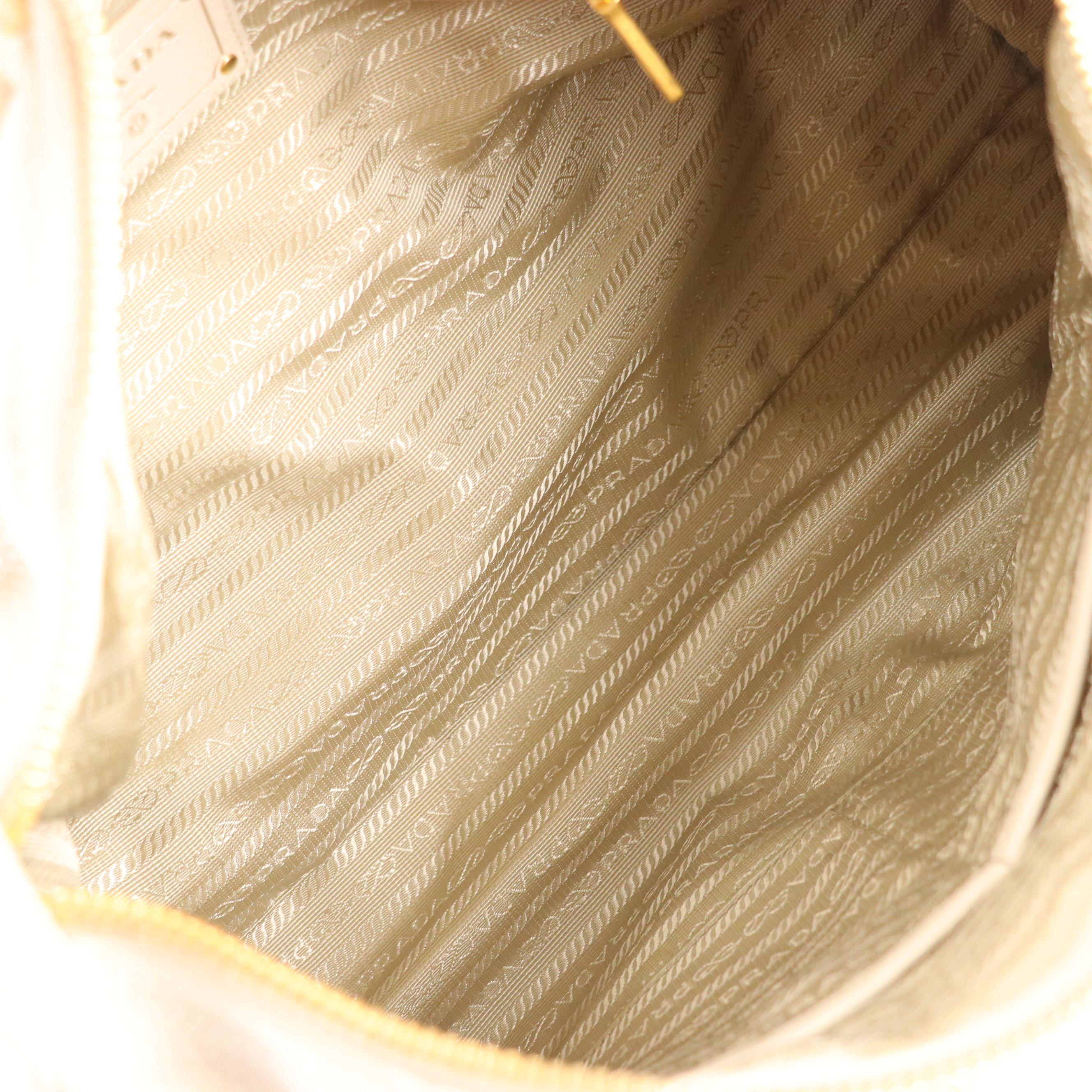 Prada 2Way Top Handle Bag in Ivory Vitello Daino Leather