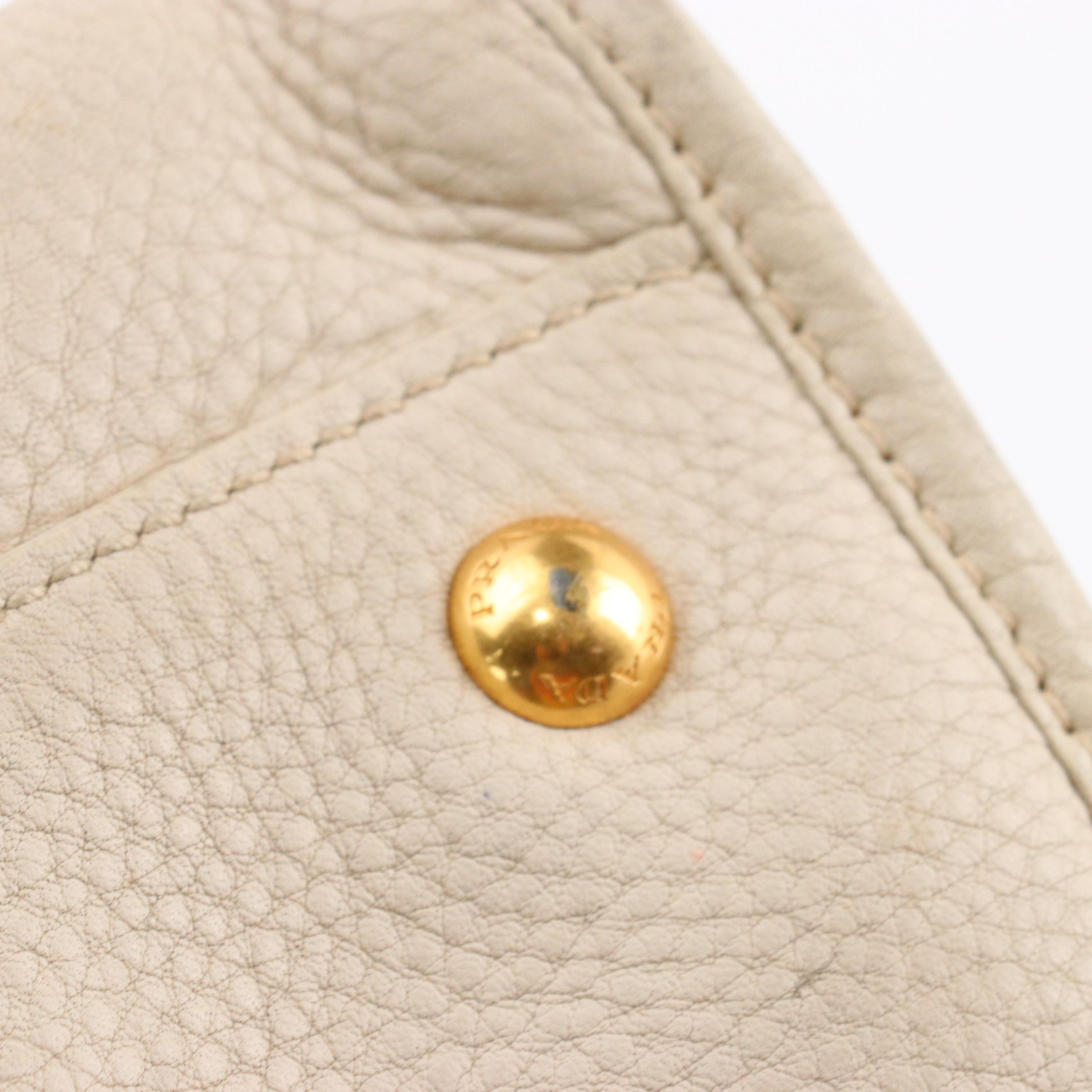 Prada 2Way Top Handle Bag in Ivory Vitello Daino Leather