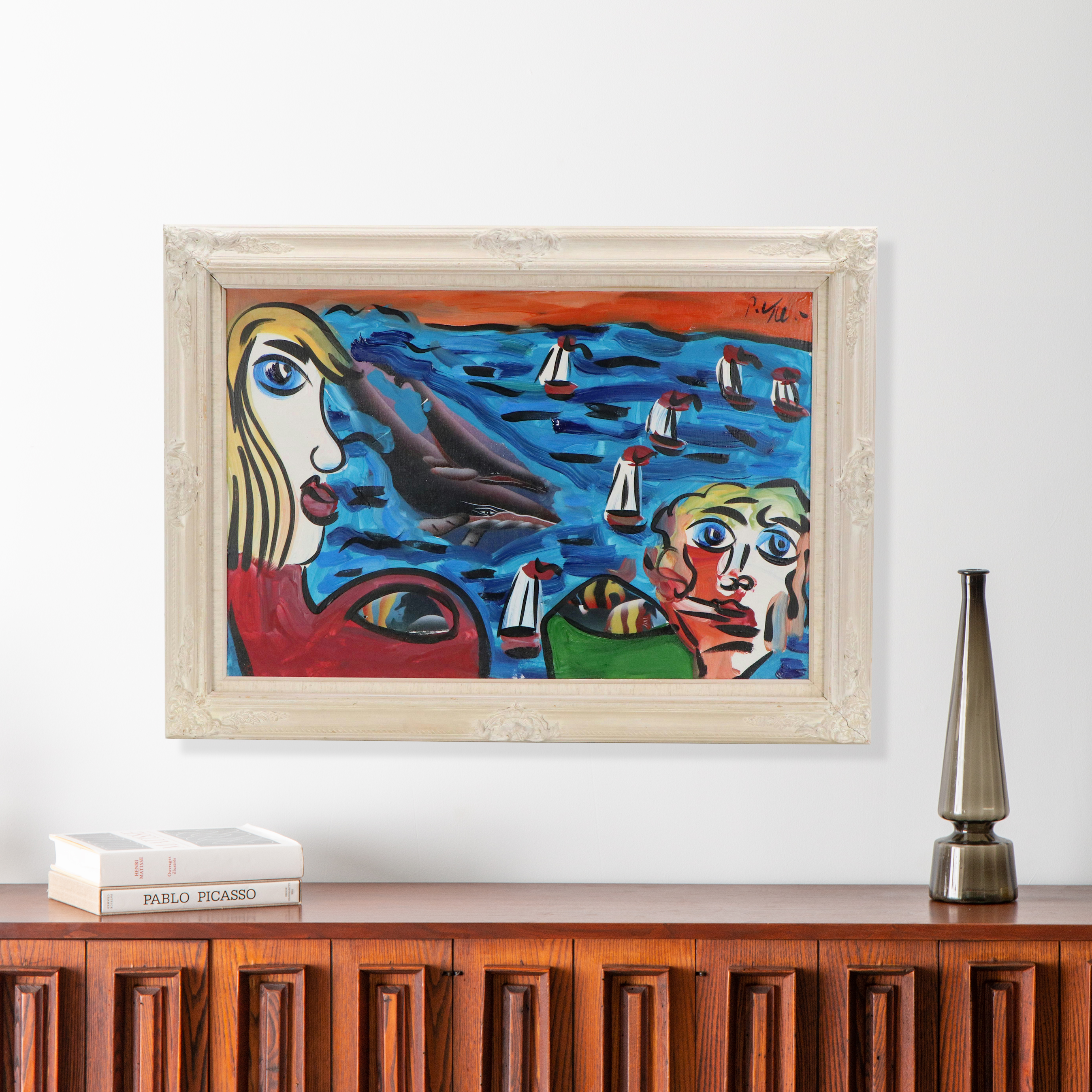 Peter Keil "Wannasee" Acrylic Painting Over Underwater Airbrush Painting