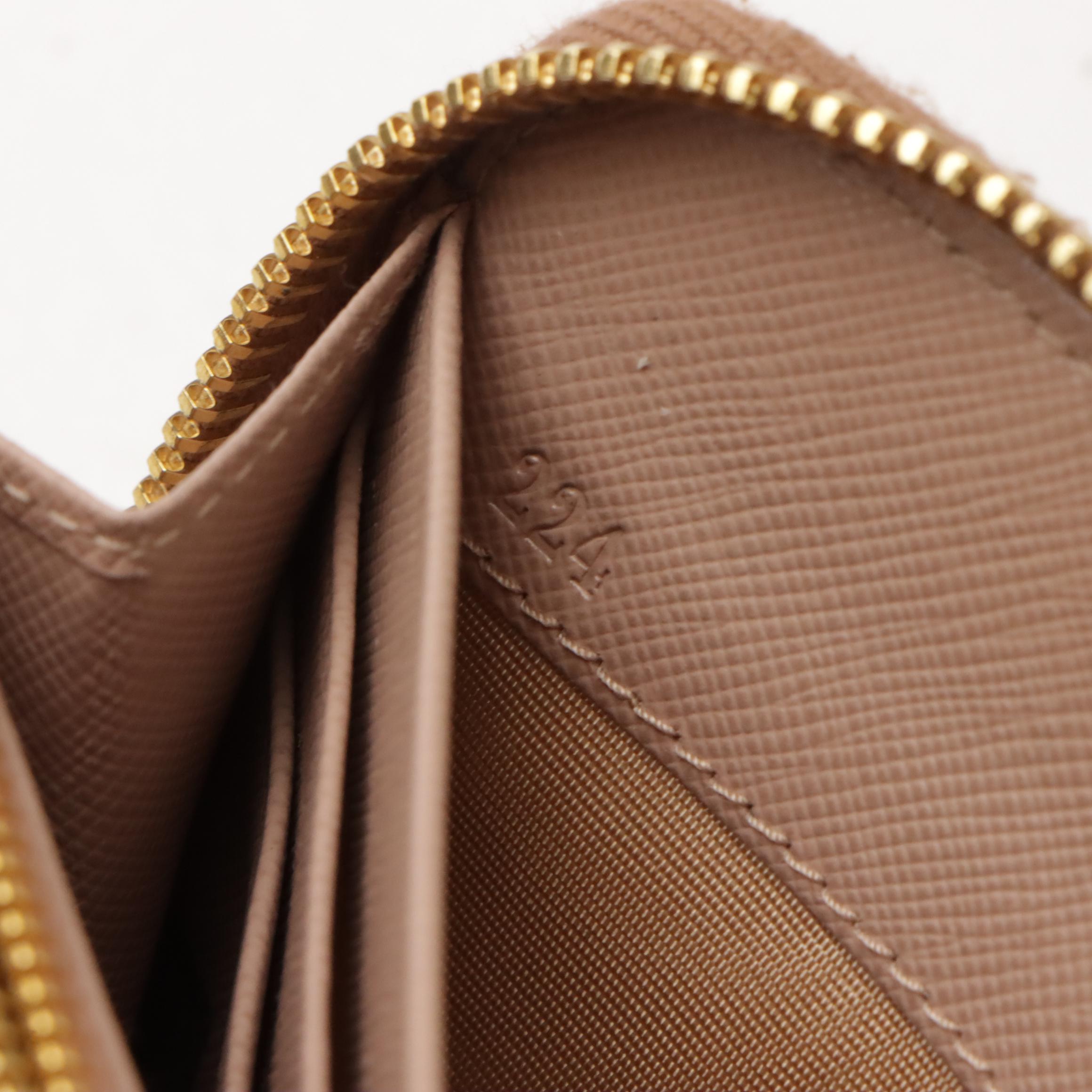 Prada Continental Zip Around Wallet 1M0506 in Cameo Saffiano Leather with Box