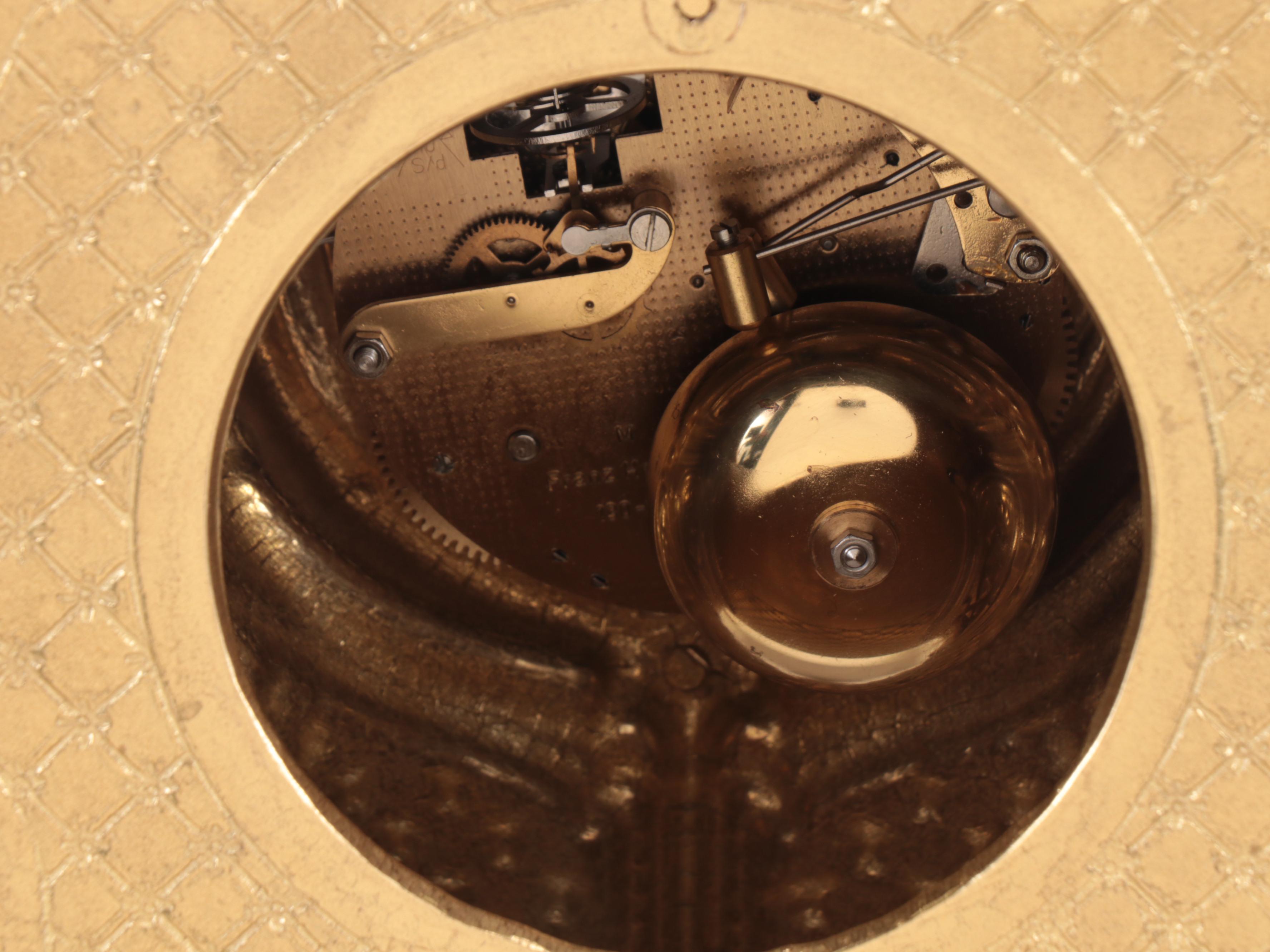 Italian Farbel "Imperial" Gilt Brass Mantel Clock and Candelabrum Pair, 2000