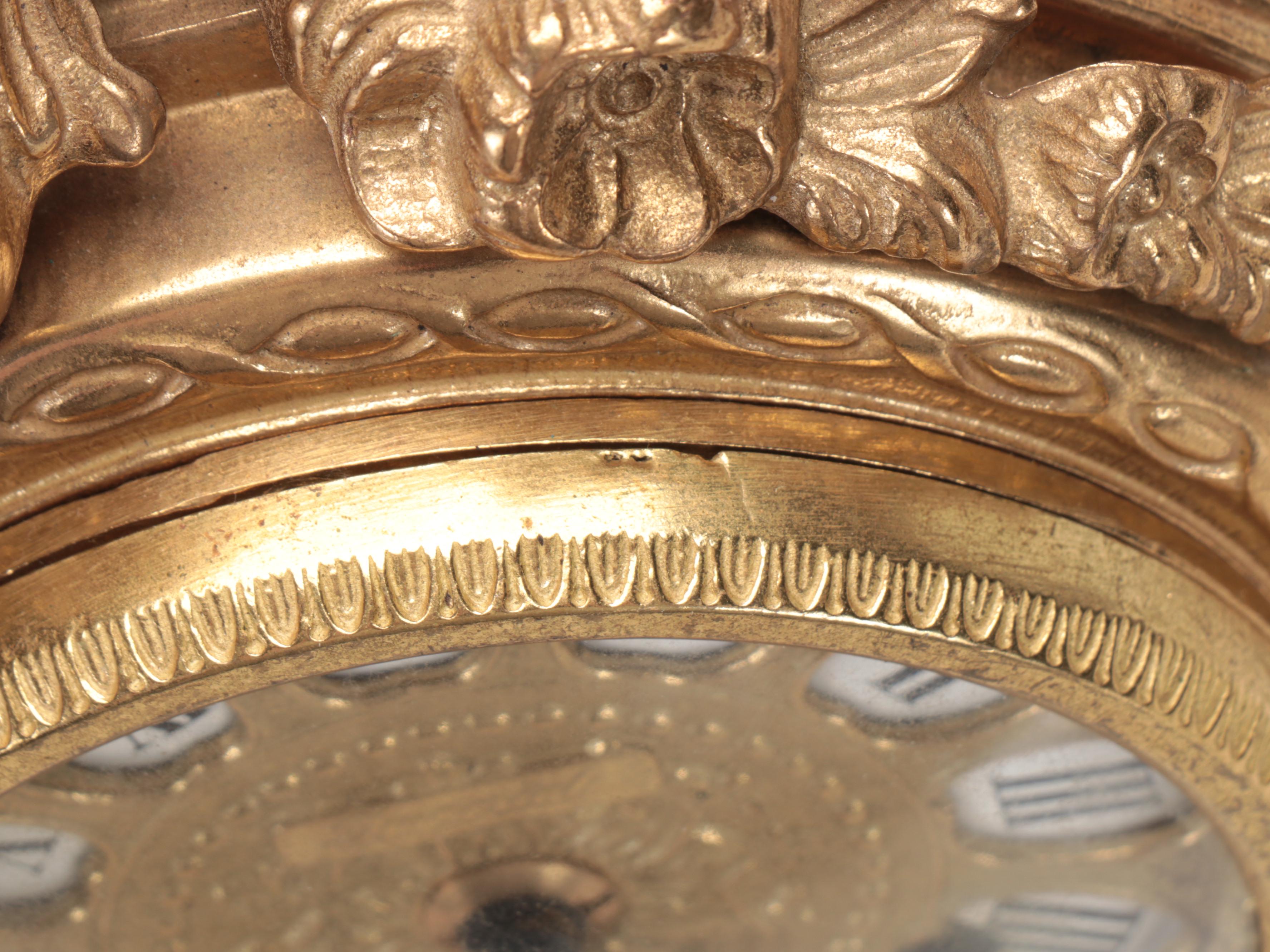 Italian Farbel "Imperial" Gilt Brass Mantel Clock and Candelabrum Pair, 2000