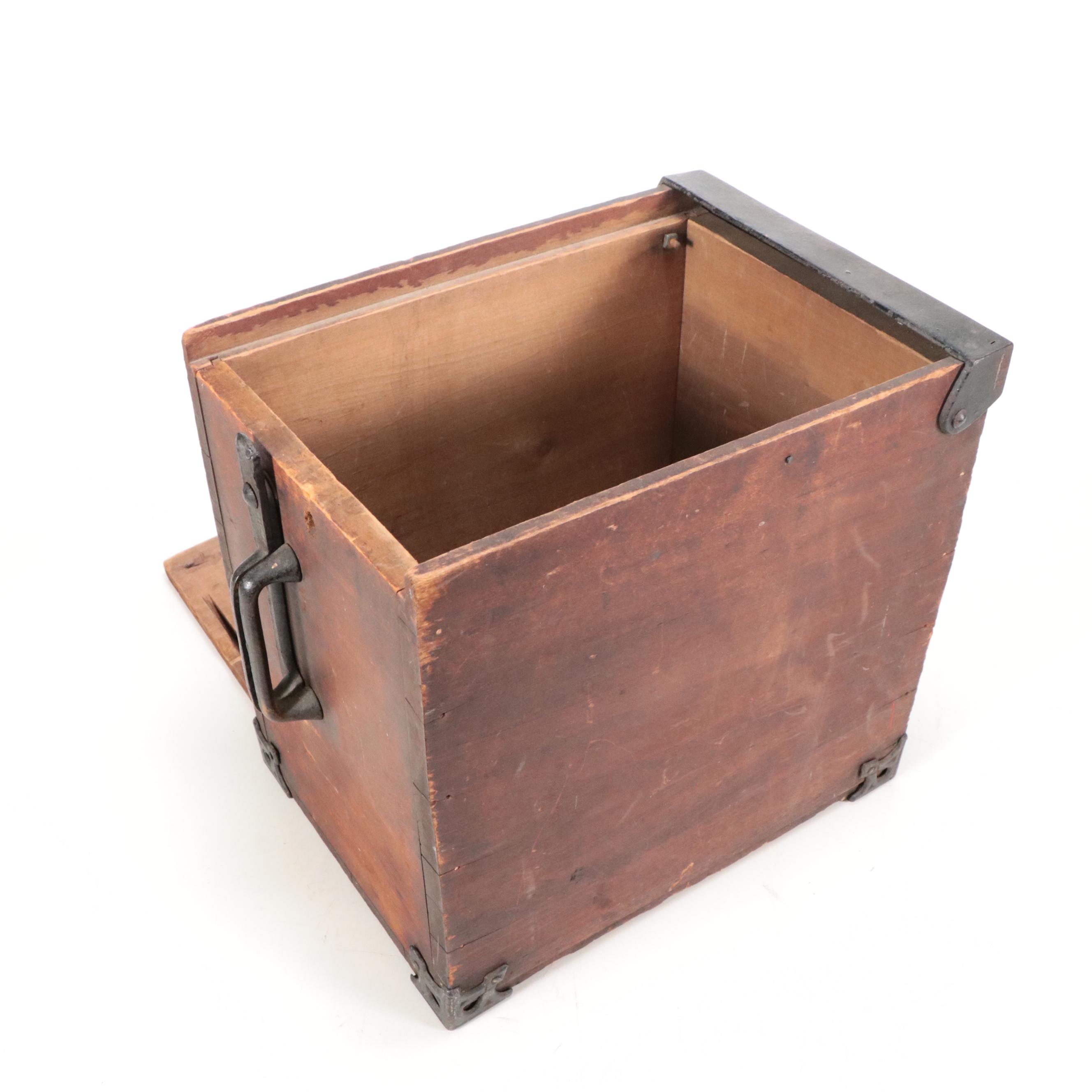 Metal-Bound Wooden Lock Box