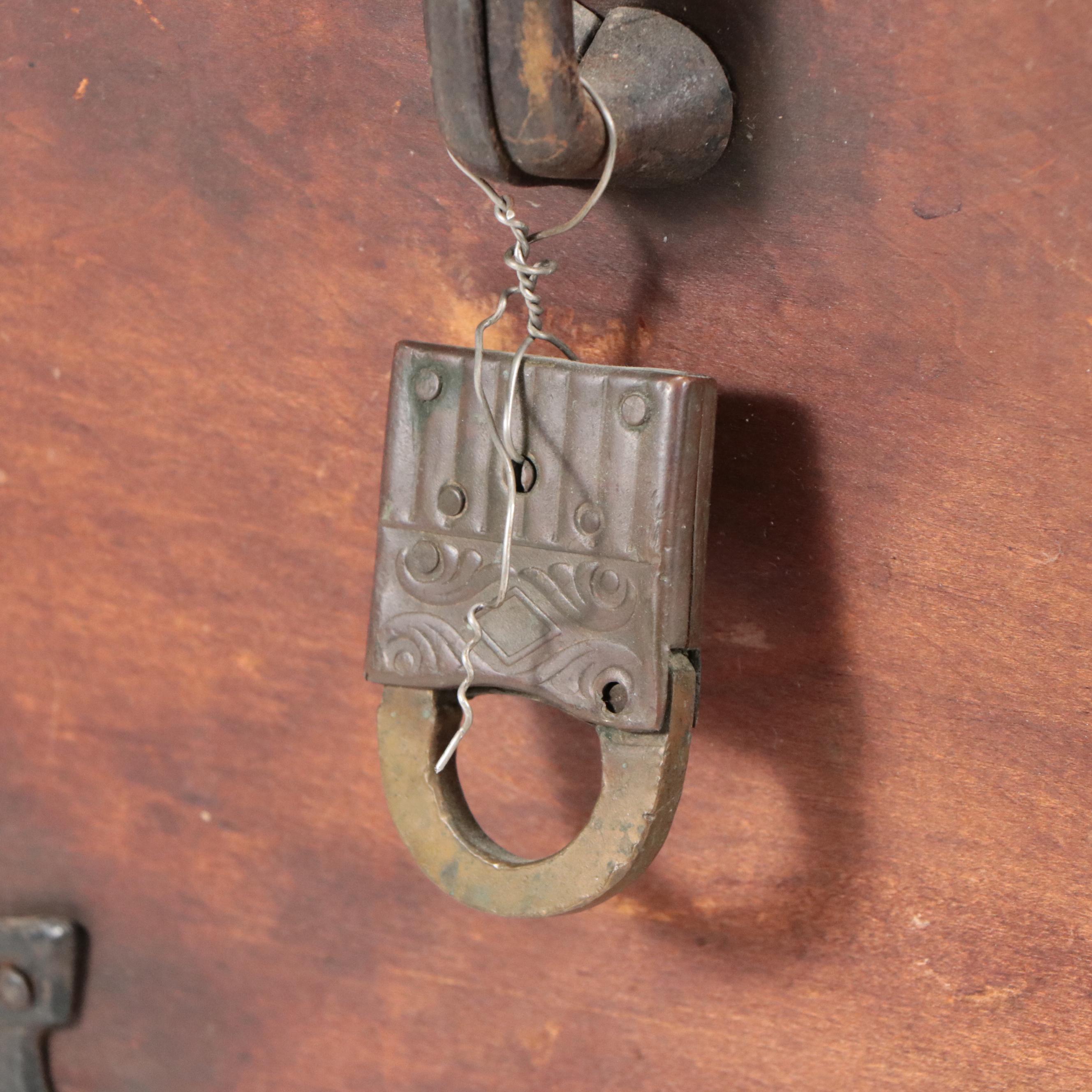 Metal-Bound Wooden Lock Box