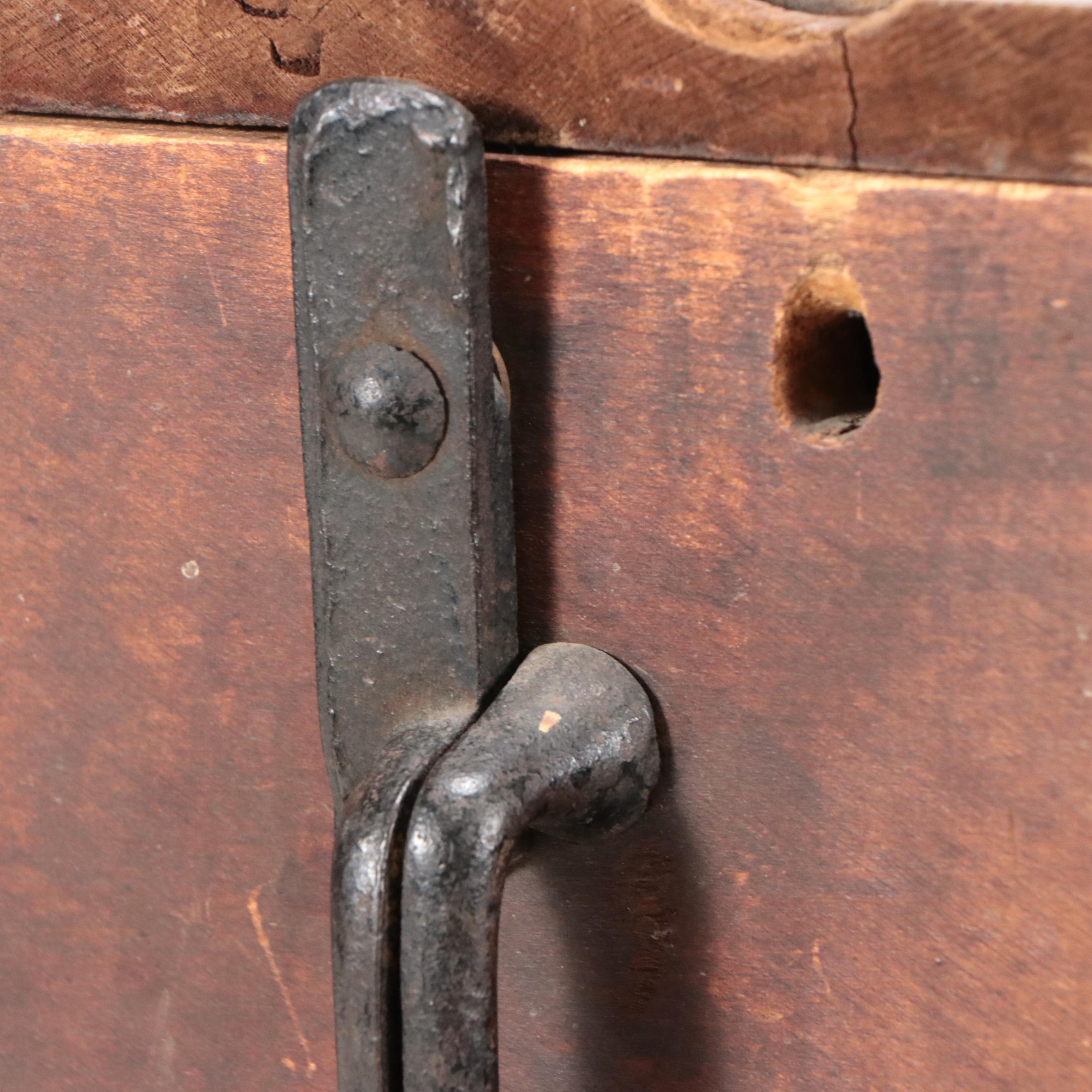 Metal-Bound Wooden Lock Box