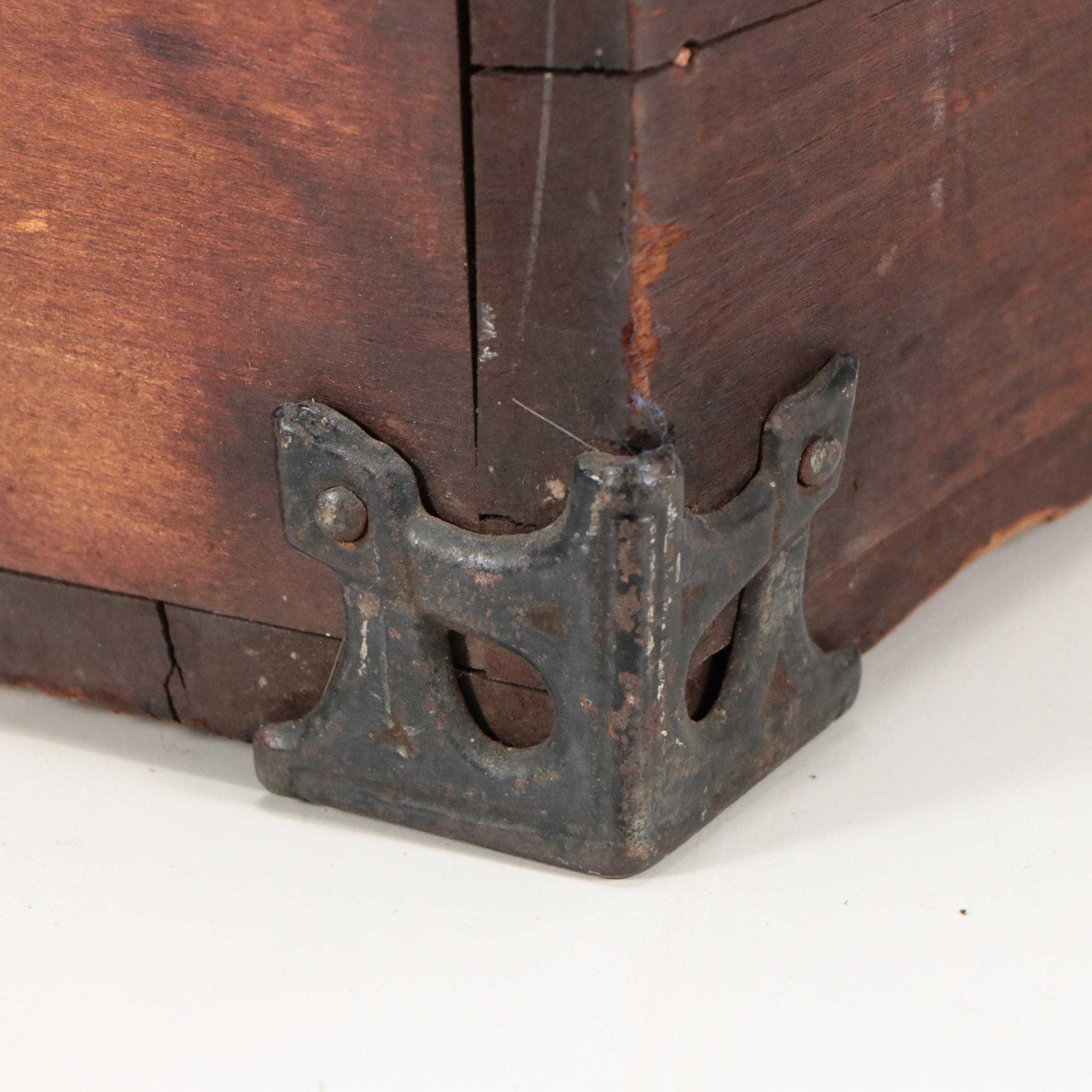 Metal-Bound Wooden Lock Box