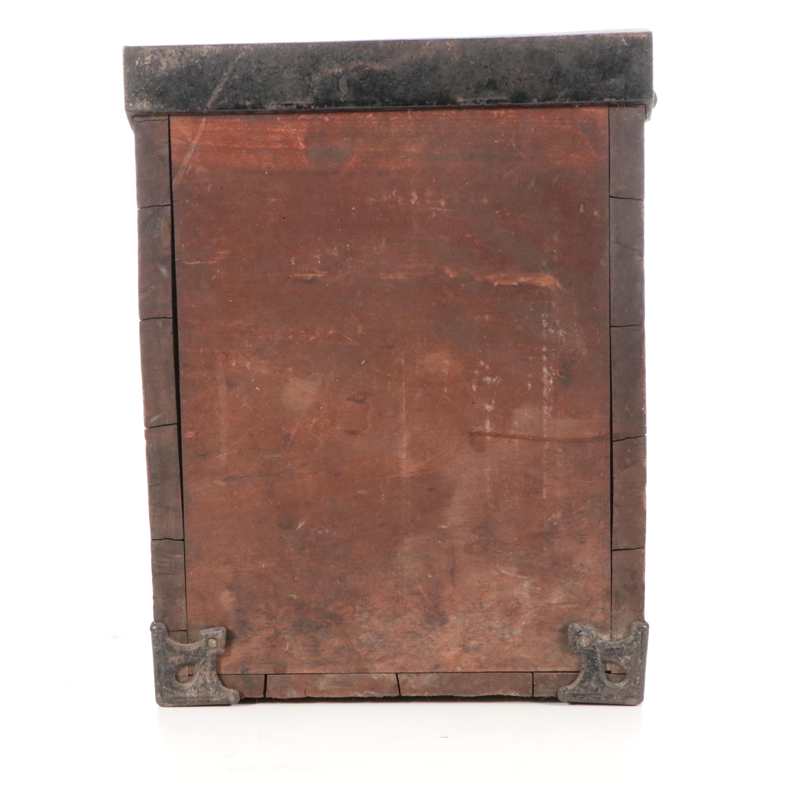Metal-Bound Wooden Lock Box