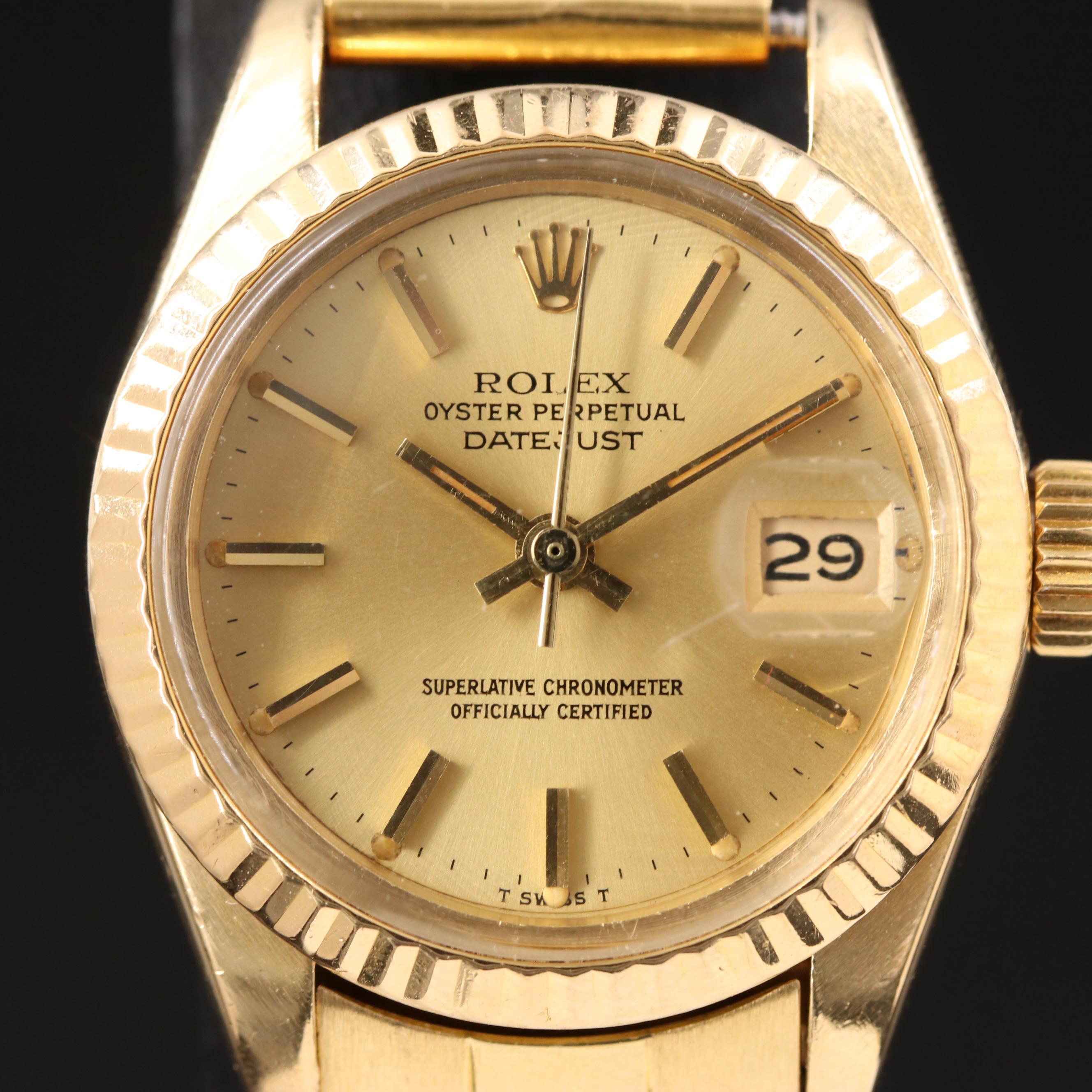 1979 Rolex 18K Oyster Perpetual Datejust Watch