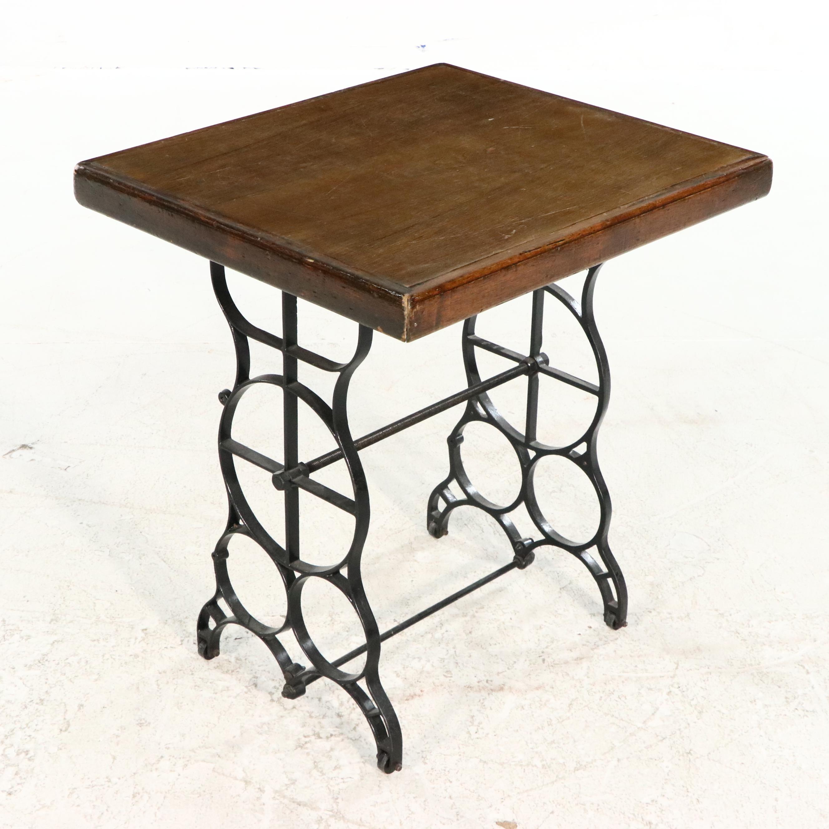 Oak and Cast Iron Side Table, Adapted