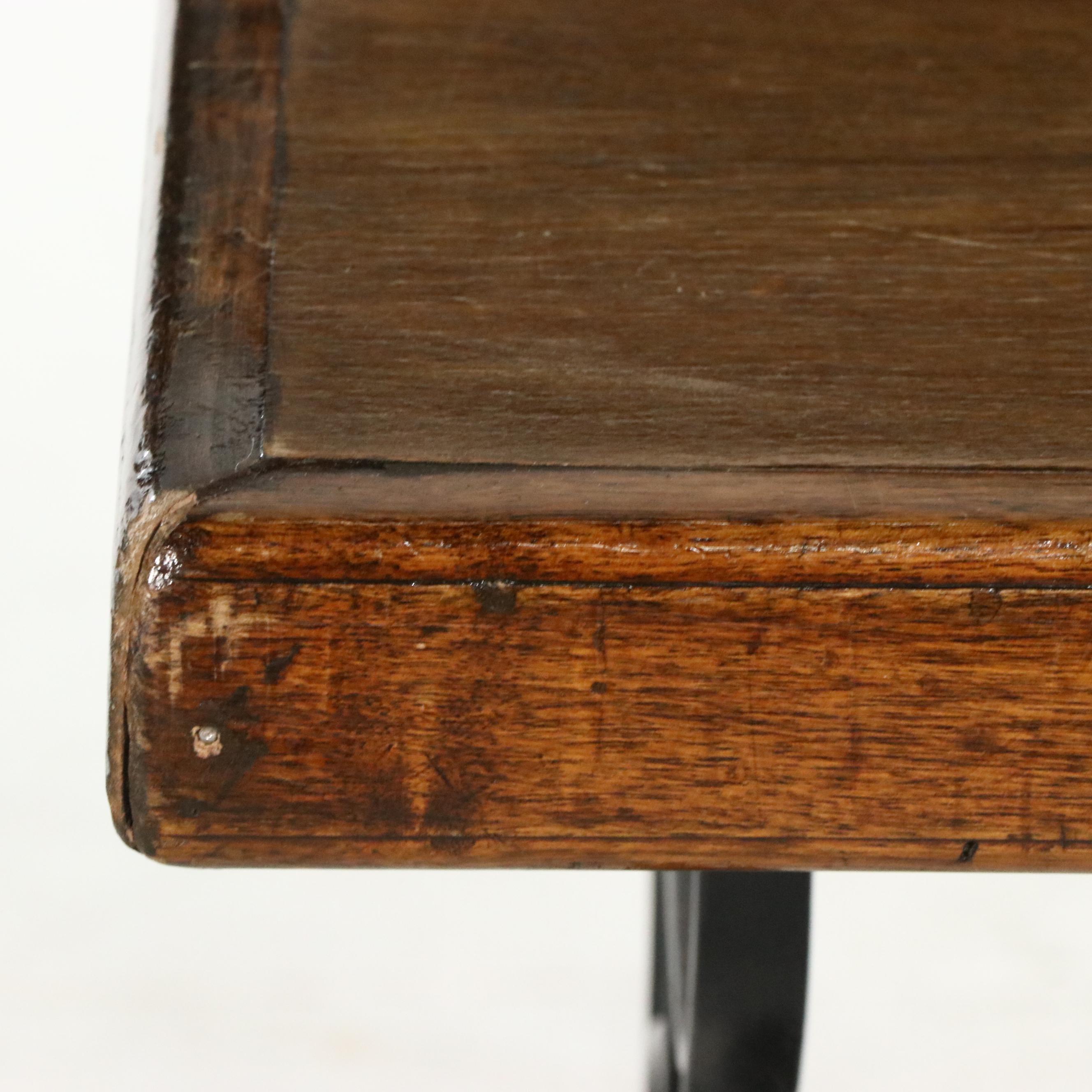 Oak and Cast Iron Side Table, Adapted