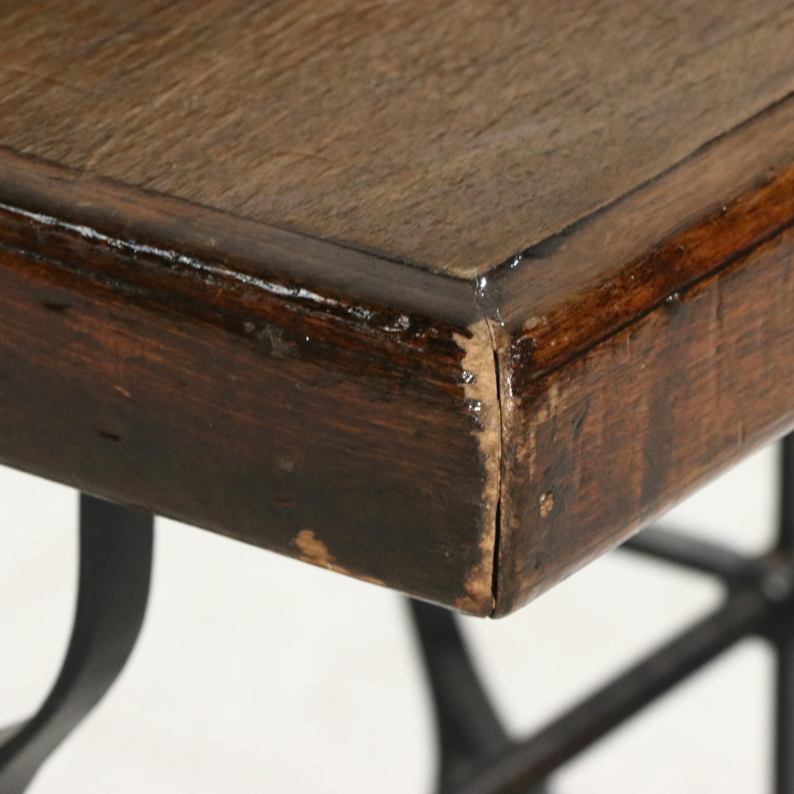 Oak and Cast Iron Side Table, Adapted