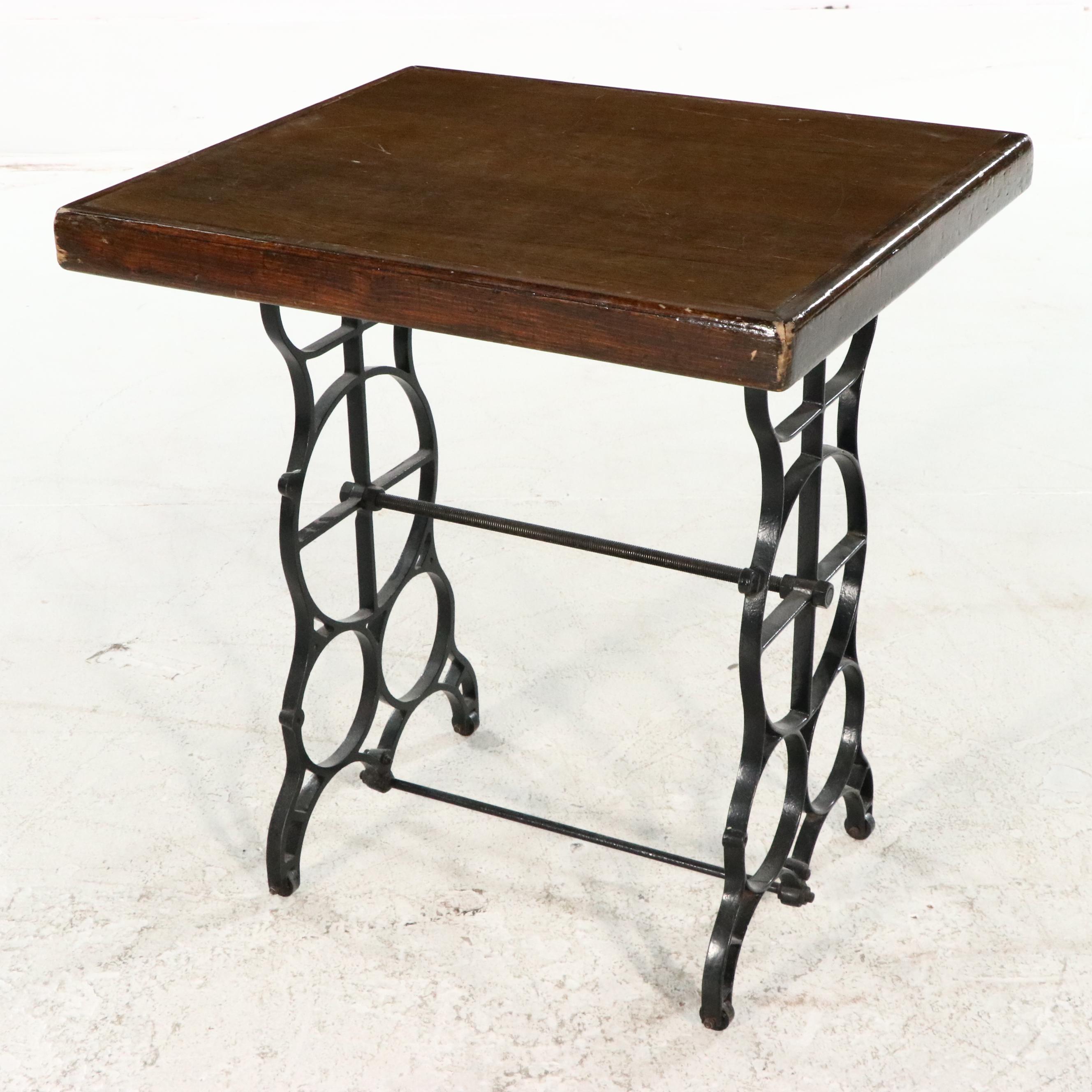 Oak and Cast Iron Side Table, Adapted