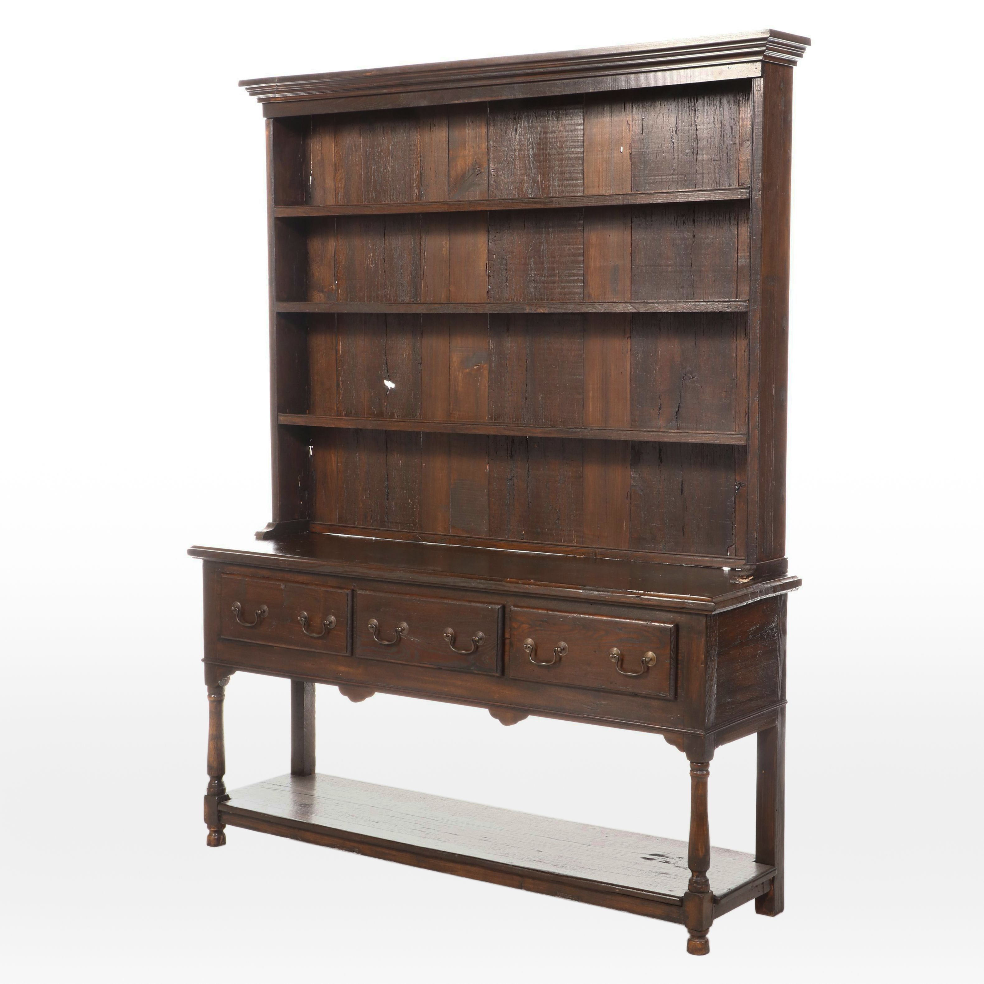 George III Style Oak Kitchen Dresser, Late 20th Century