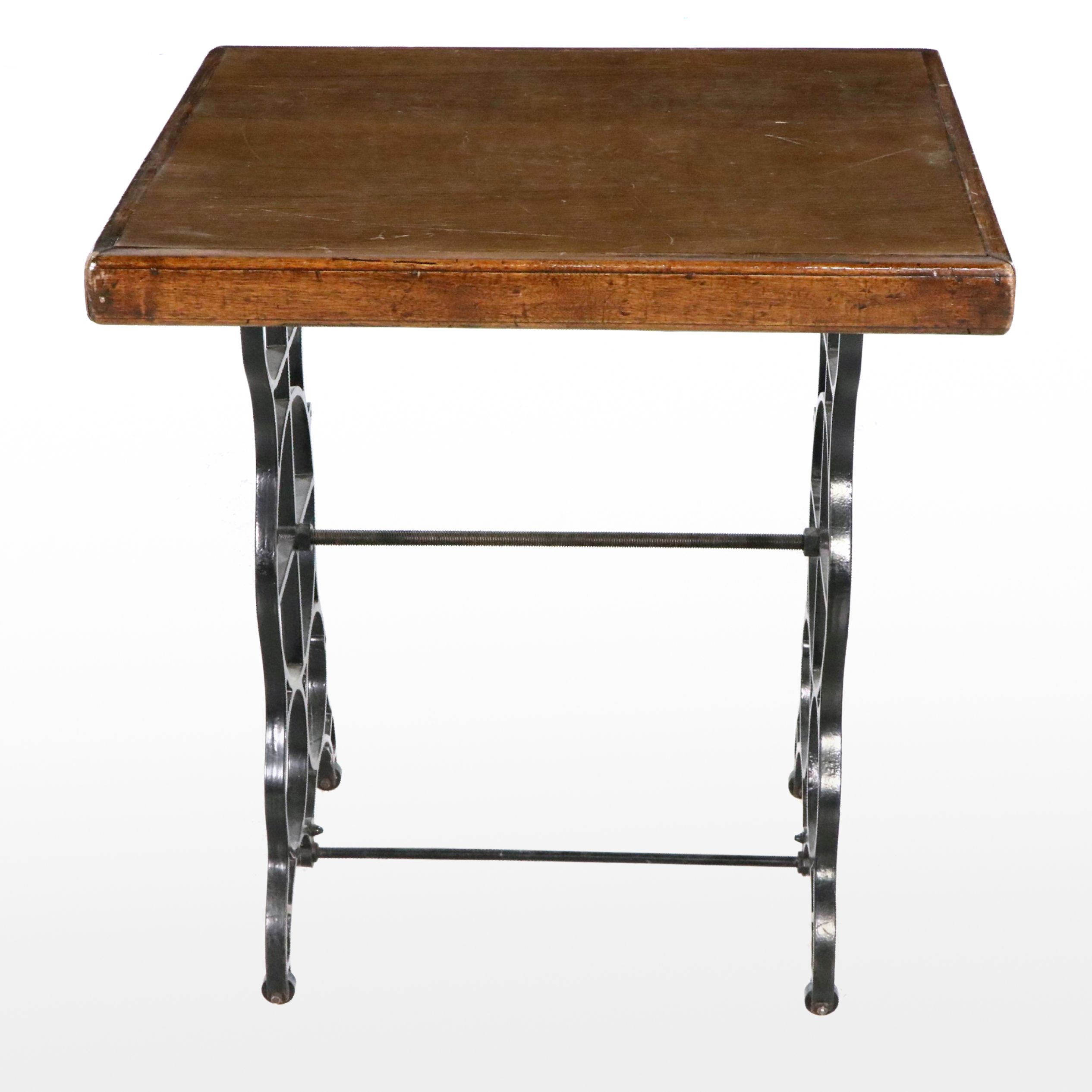Oak and Cast Iron Side Table, Adapted
