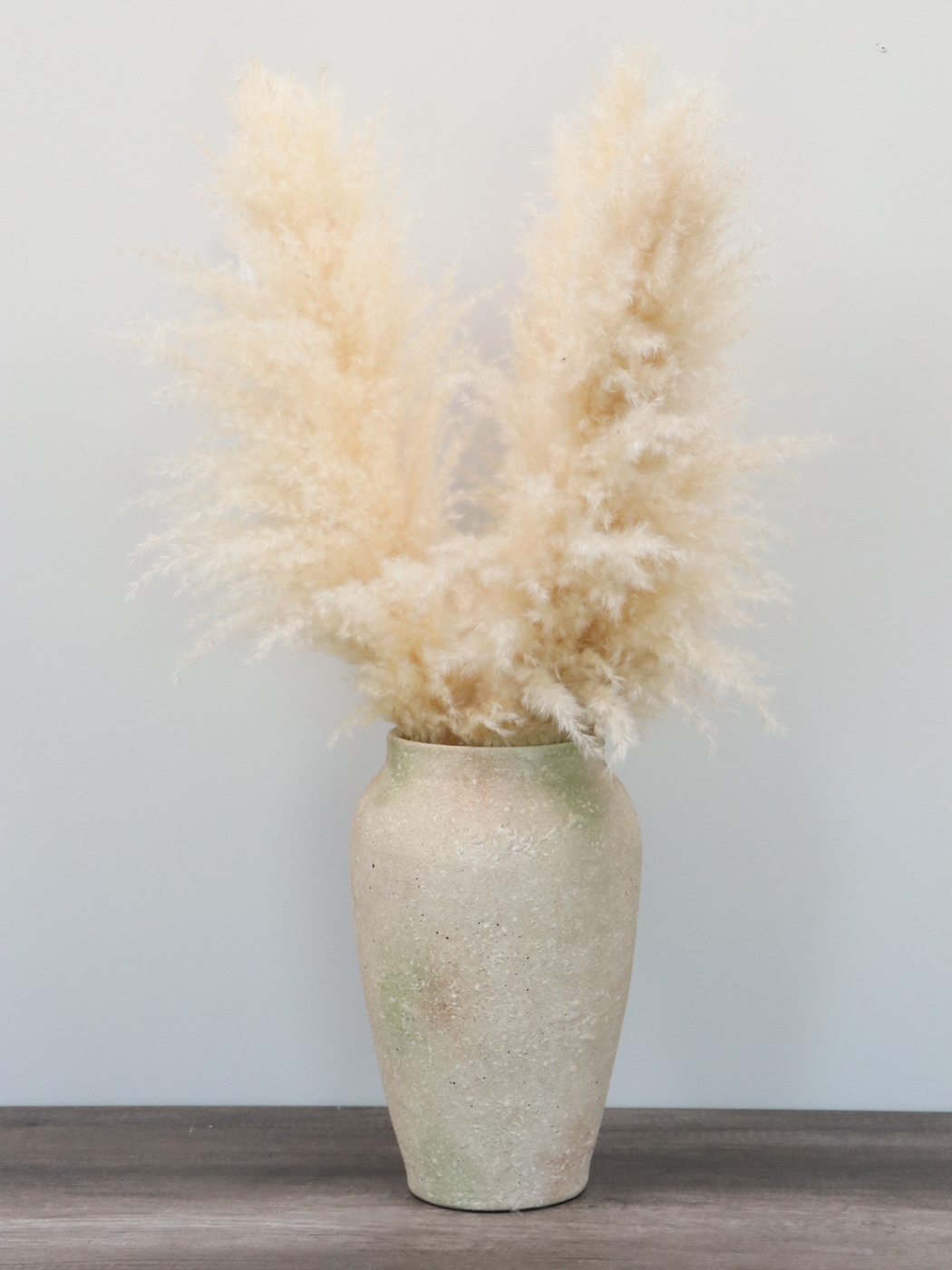 Handcrafted Stoneware Vase with Grass Plumes and Other Arrangements
