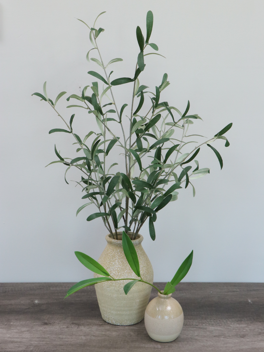 Handcrafted Stoneware Vase with Grass Plumes and Other Arrangements