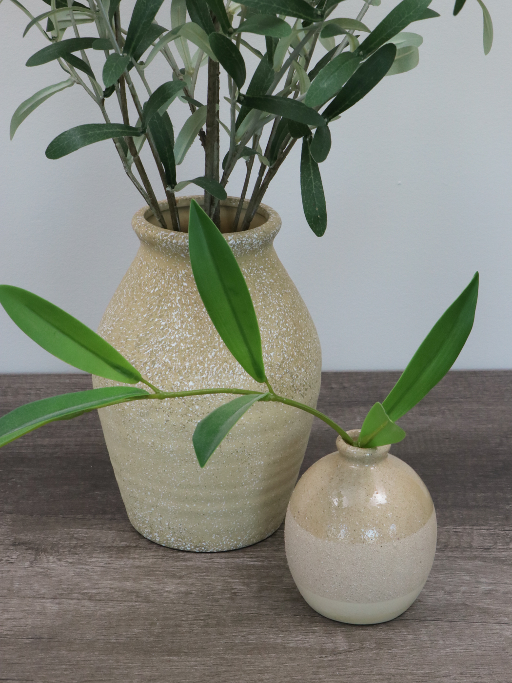 Handcrafted Stoneware Vase with Grass Plumes and Other Arrangements