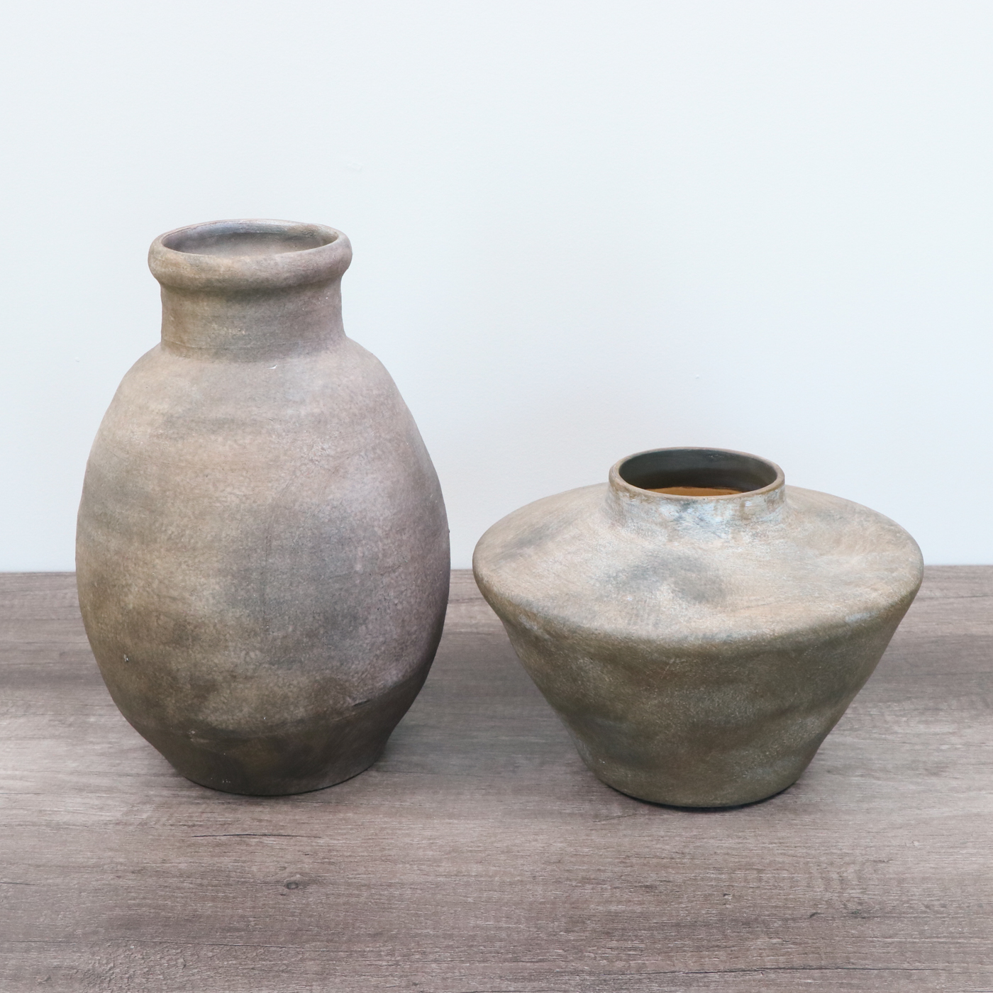 Earthenware Décor Vases and Potted Artificial Rubber Fig Plants