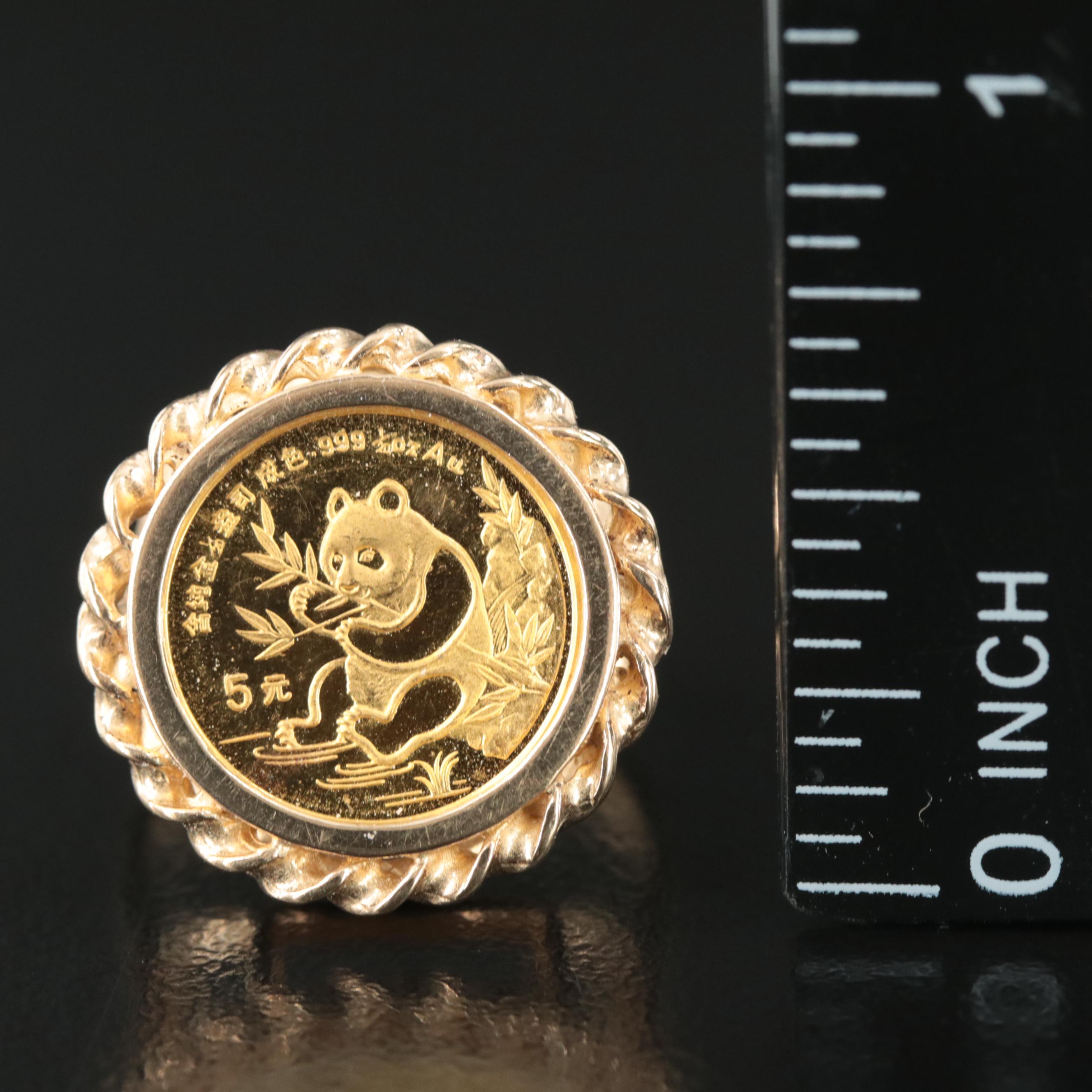 10K Ring with 1991 China 5-Yuan 1/10th Oz. Gold Panda Bullion Coin