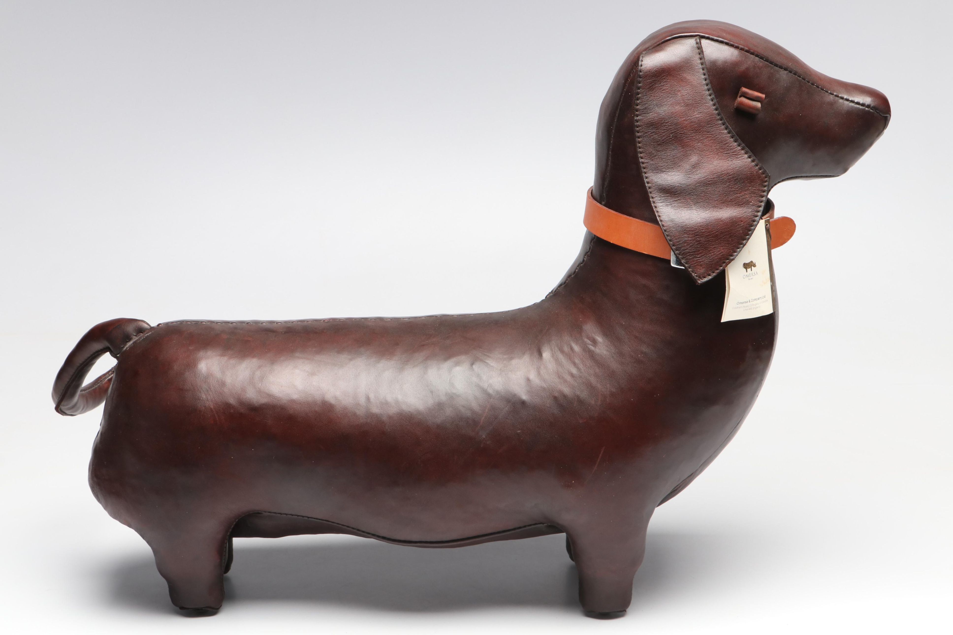 Omersa & Co. Standard Leather Dachshund Footstool