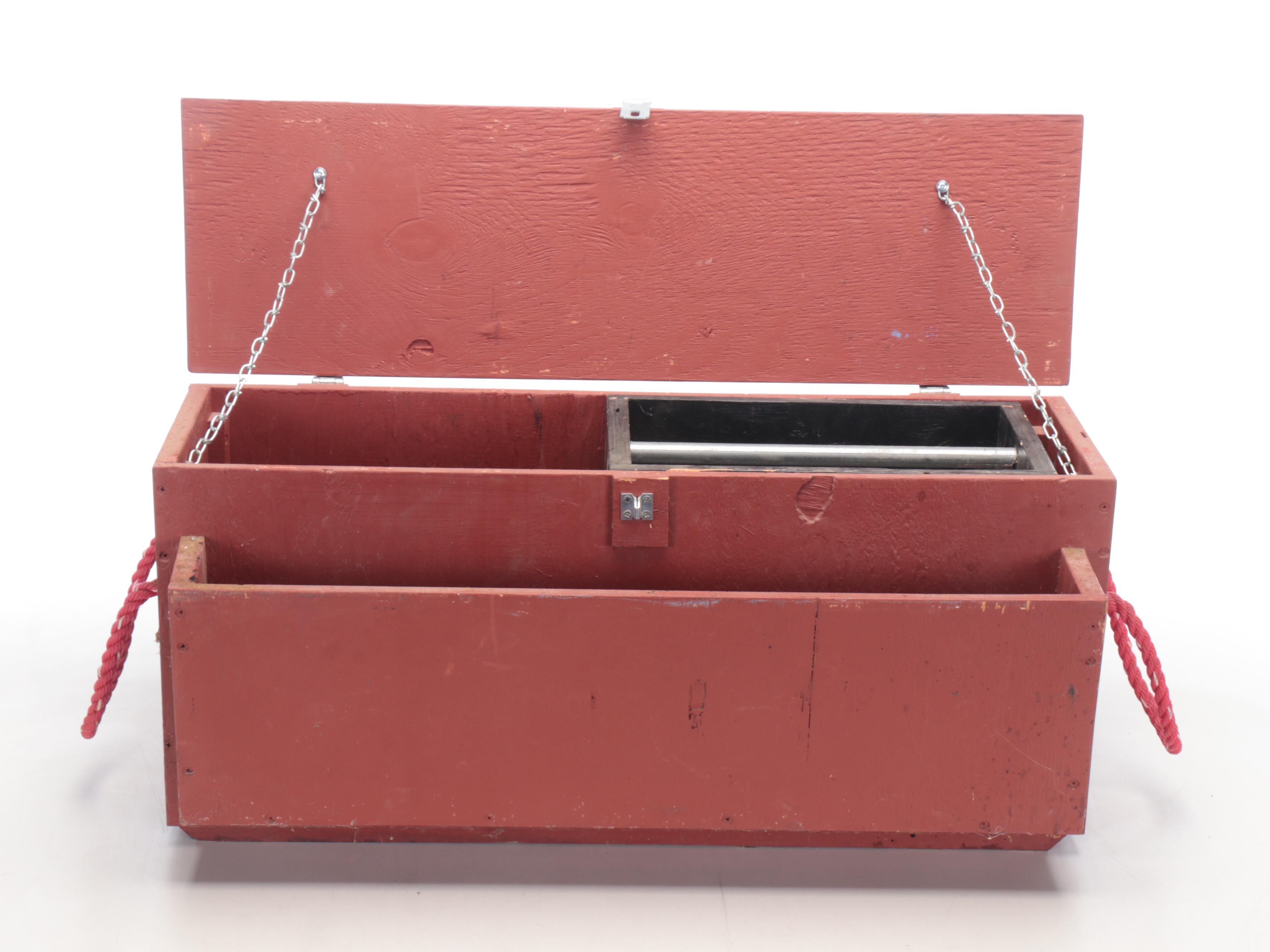 Red Painted Wood Tool Chest