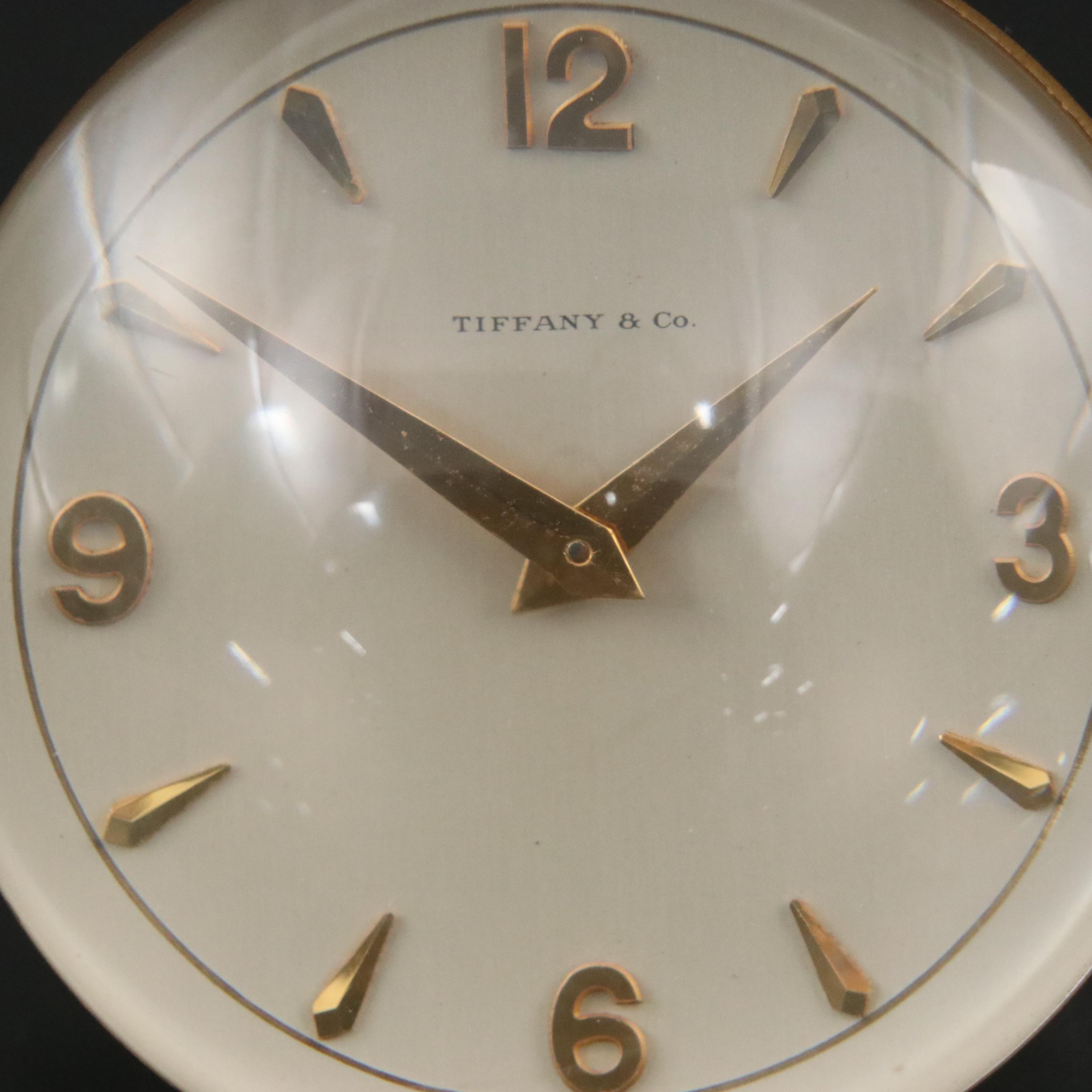 Imhof for Tiffany & Co. 15-Jewel Acrylic and Brass Ball Desk Clock, Mid-20th C.