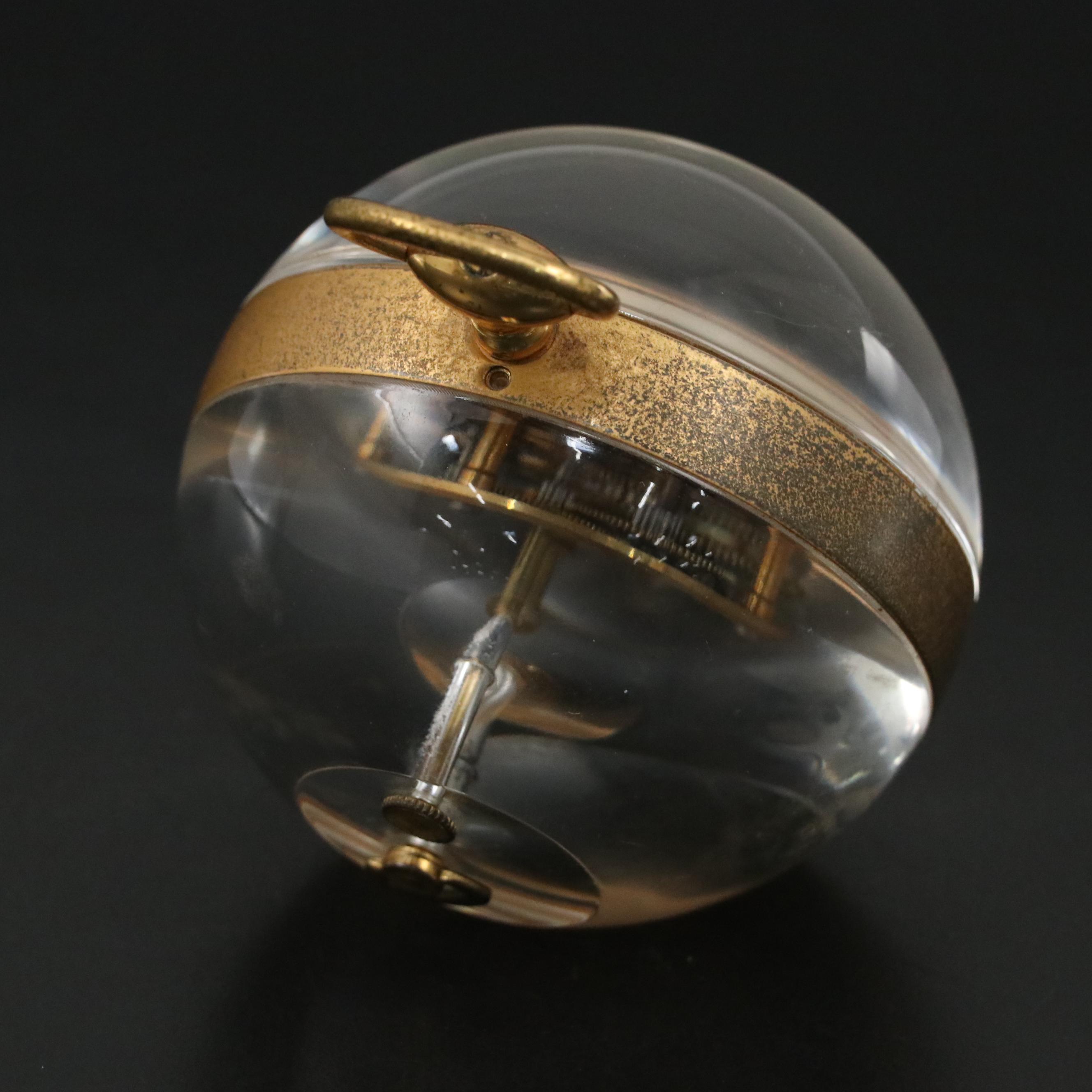 Imhof for Tiffany & Co. 15-Jewel Acrylic and Brass Ball Desk Clock, Mid-20th C.