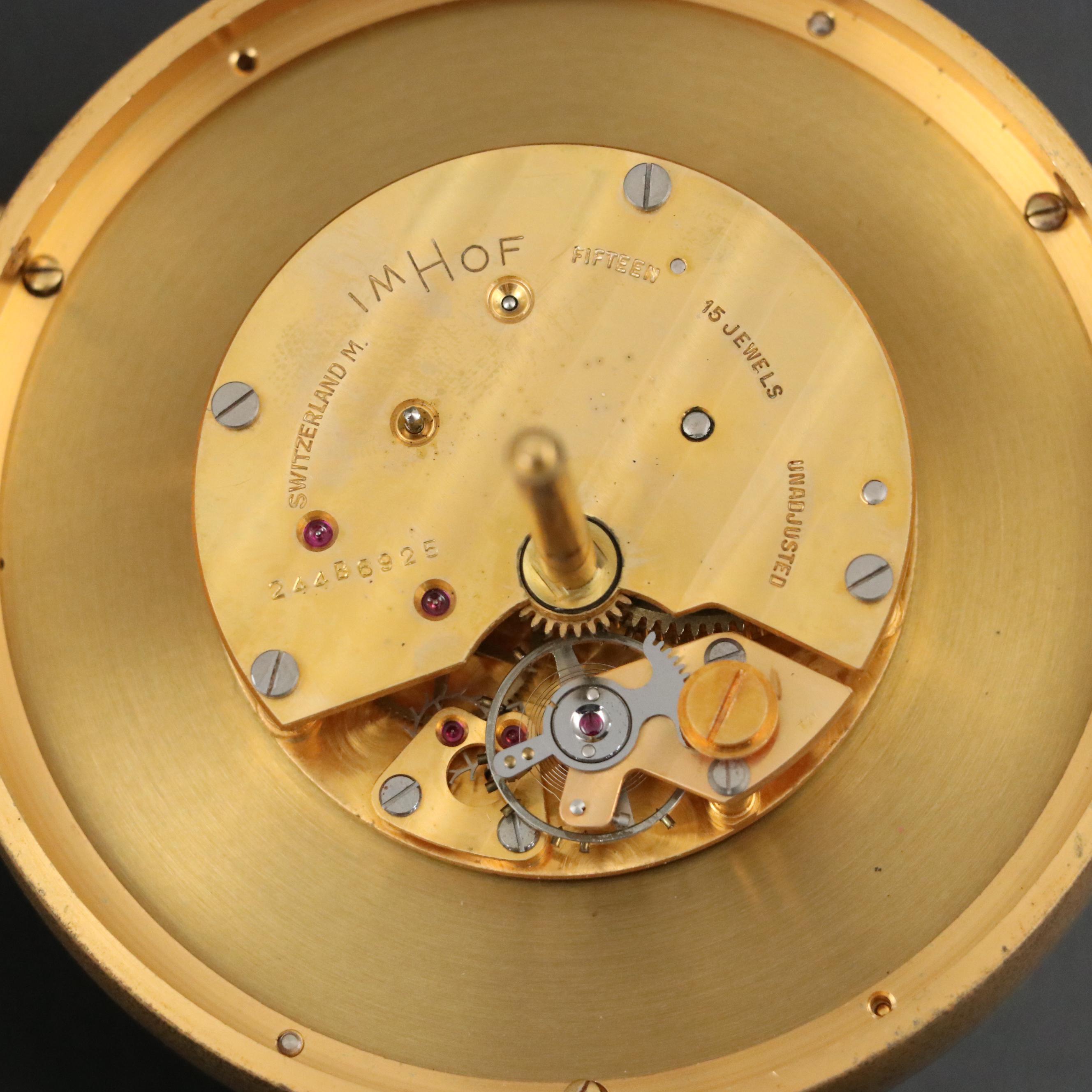 Imhof for Tiffany & Co. 15-Jewel Acrylic and Brass Ball Desk Clock, Mid-20th C.