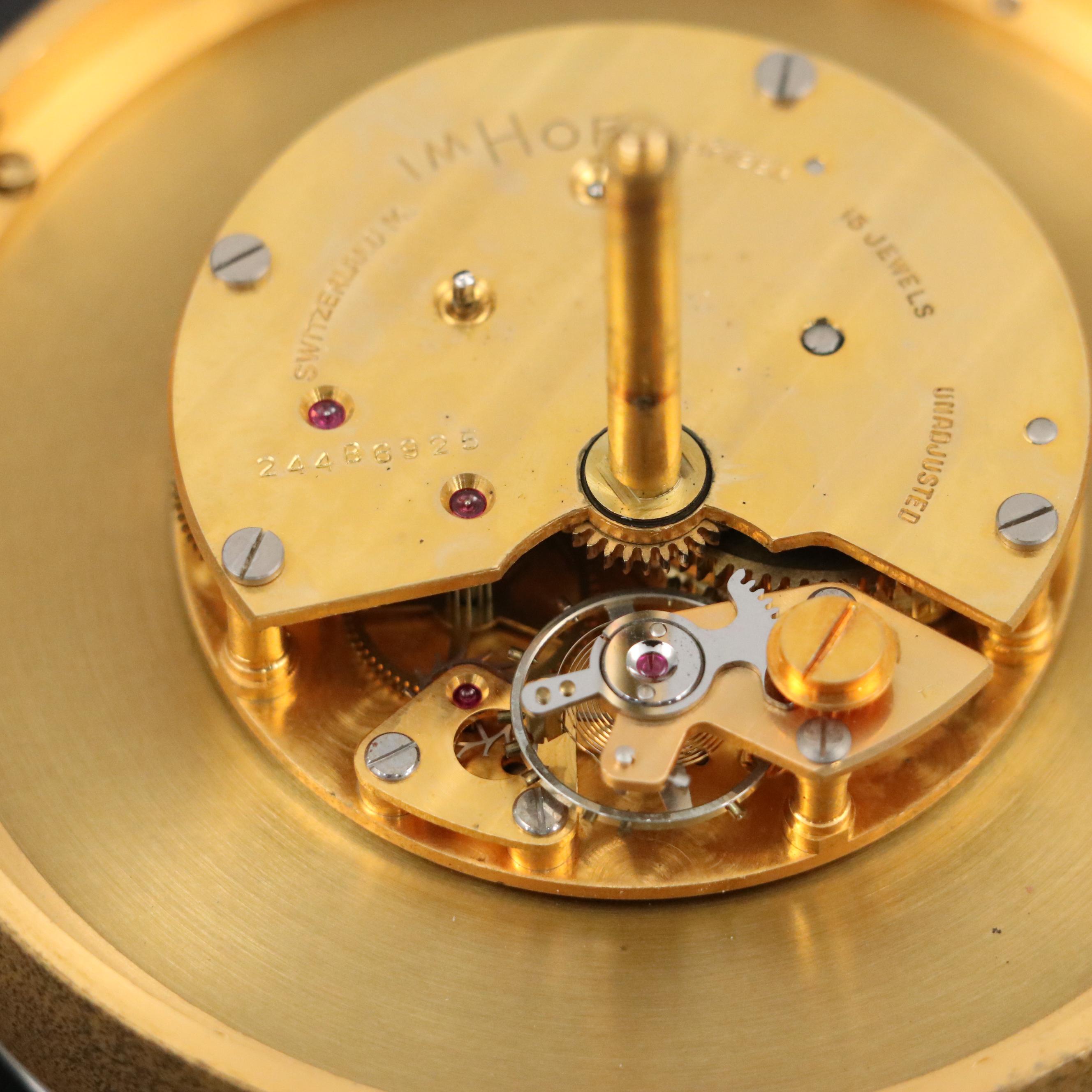 Imhof for Tiffany & Co. 15-Jewel Acrylic and Brass Ball Desk Clock, Mid-20th C.