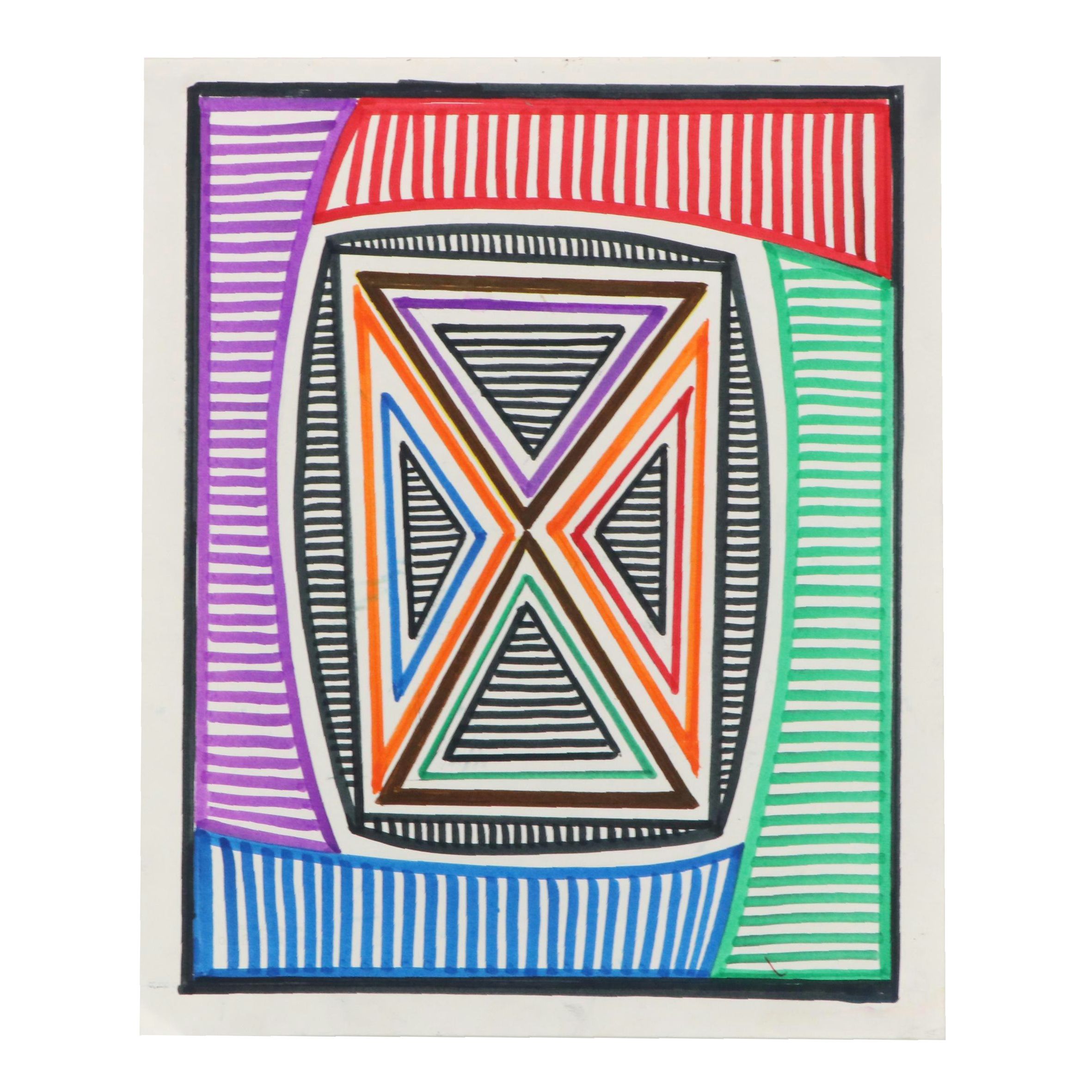 Achillo “Achi” Sullo Abstract Ink Drawing, Mid-Late 20th Century