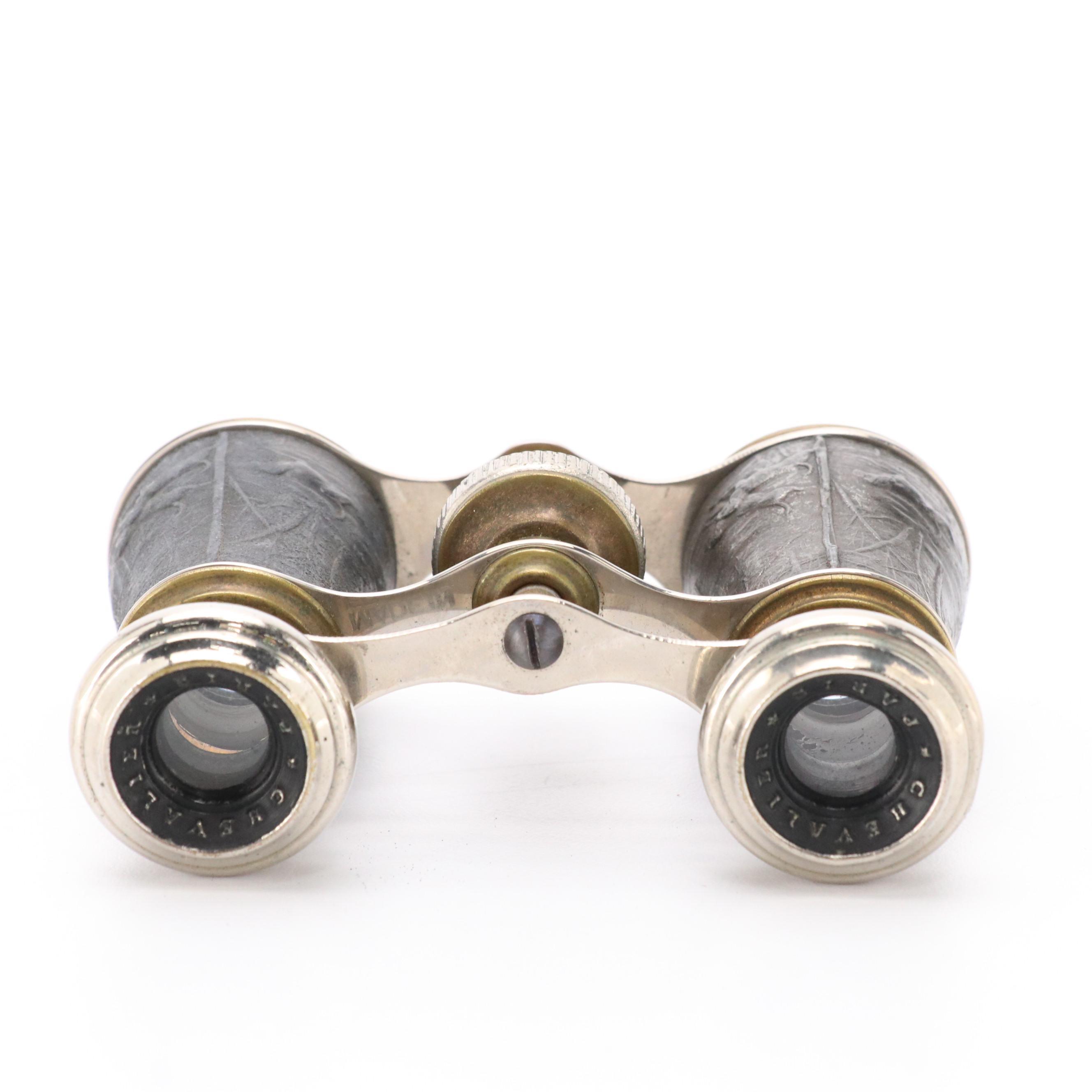 Chevalier Paris Hound & Deer Scene Embossed Opera Glasses/Hunting Binoculars